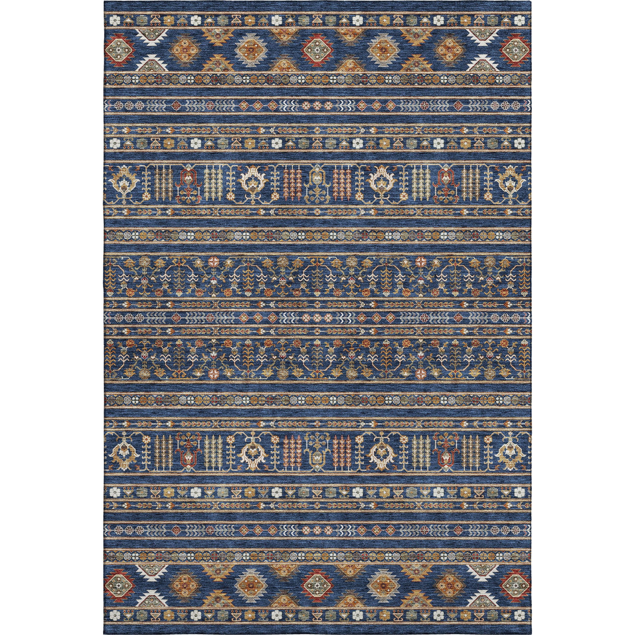 Tbilisi Machine Washable Transitional Navy Blue Rug 2'6" x 3'10" #shape_Rectangle