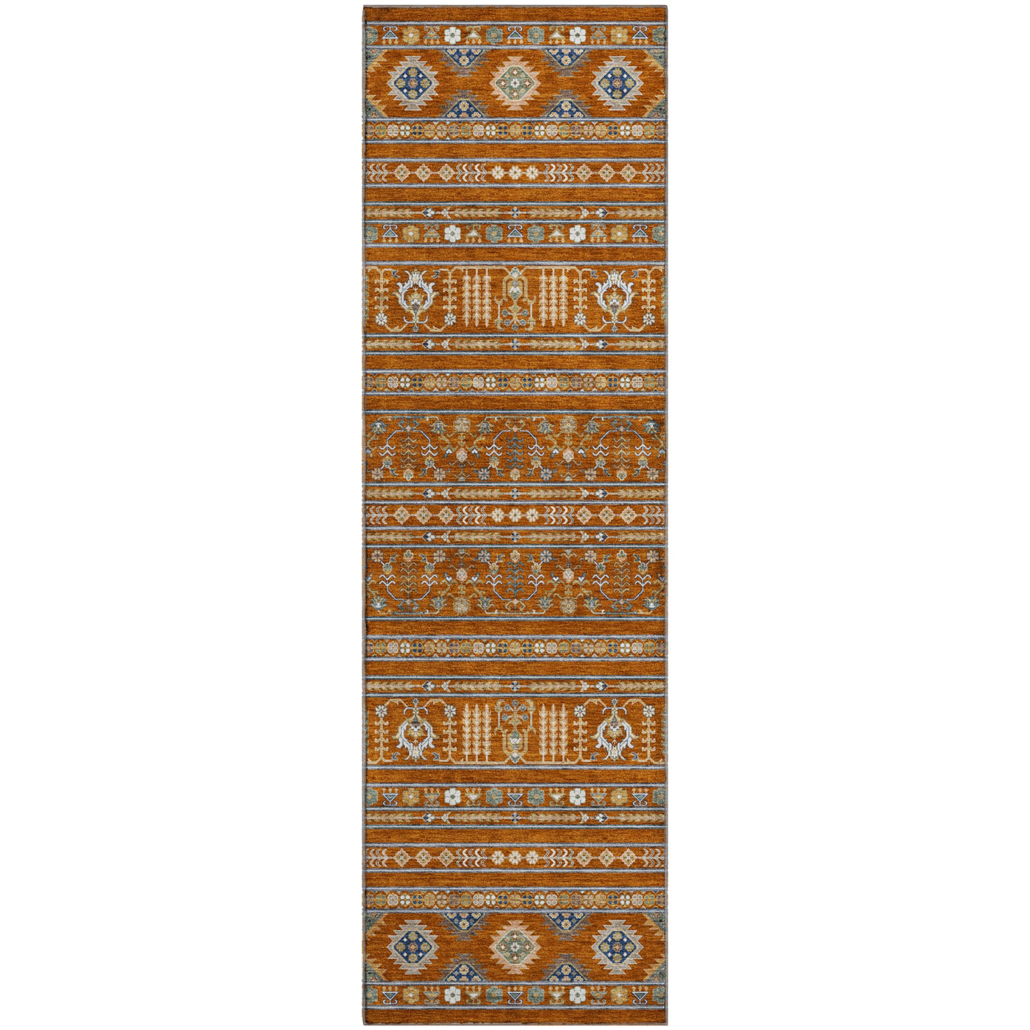 Tbilisi Machine Washable Transitional Paprika Orange Rug 2'3" x 7'6" #shape_Runner