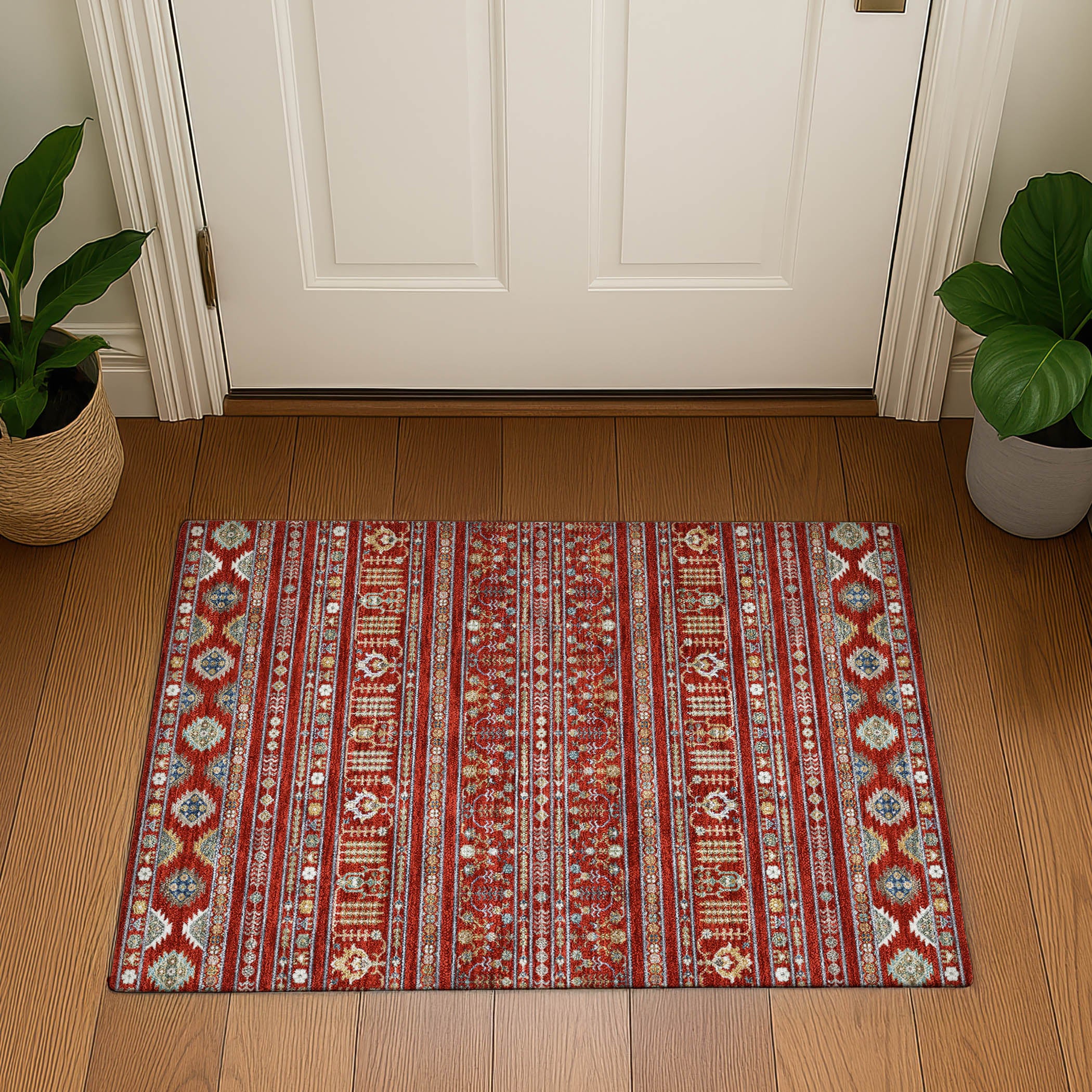 Tbilisi Machine Washable Transitional Red Rug 1'8" x 2'6" #shape_Rectangle