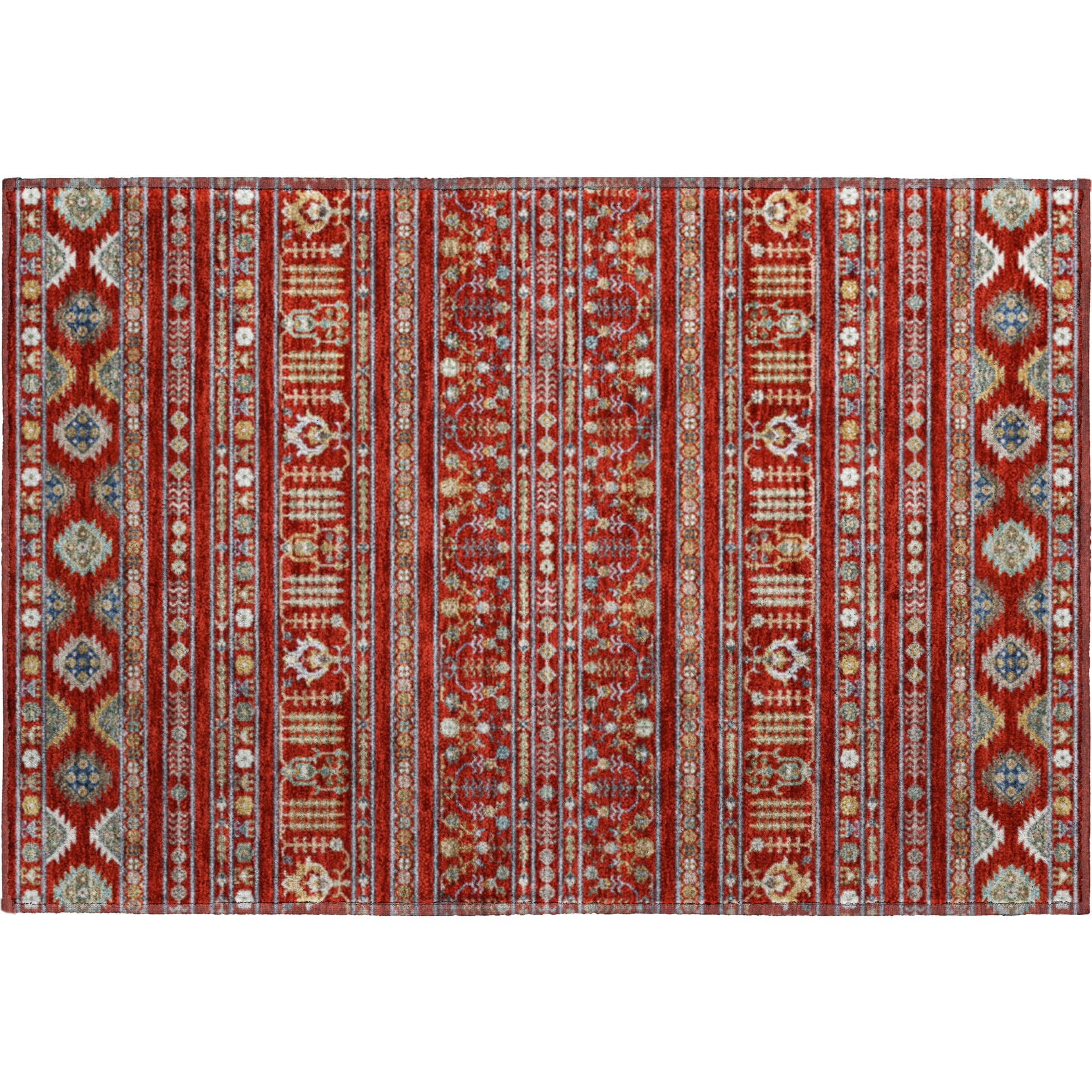 Tbilisi Machine Washable Transitional Red Rug 1'8" x 2'6" #shape_Rectangle