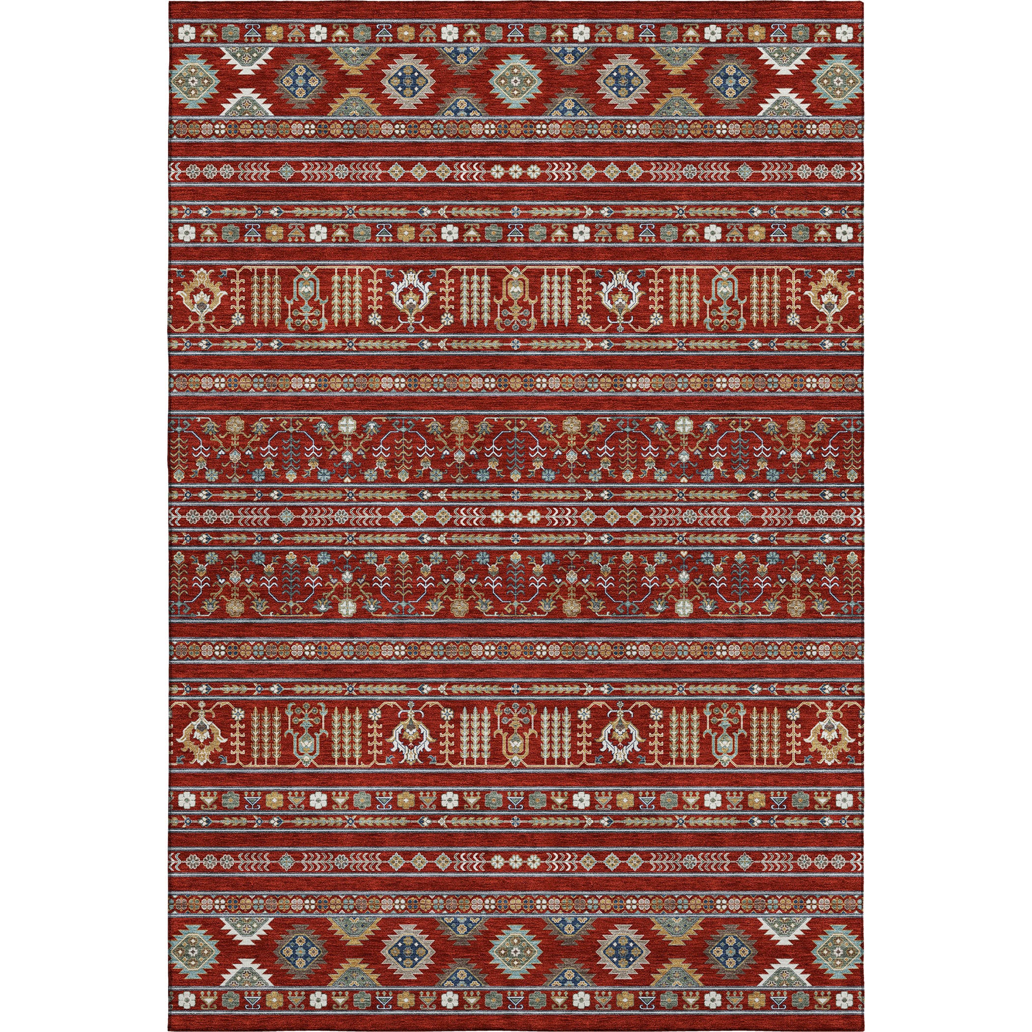 Tbilisi Machine Washable Transitional Red Rug 2'6" x 3'10" #shape_Rectangle