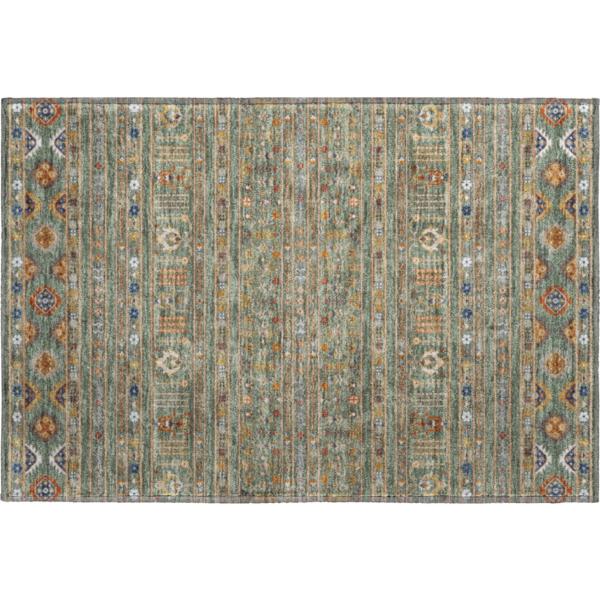 Tbilisi Machine Washable Transitional Sage Green Rug 1'8" x 2'6" #shape_Rectangle