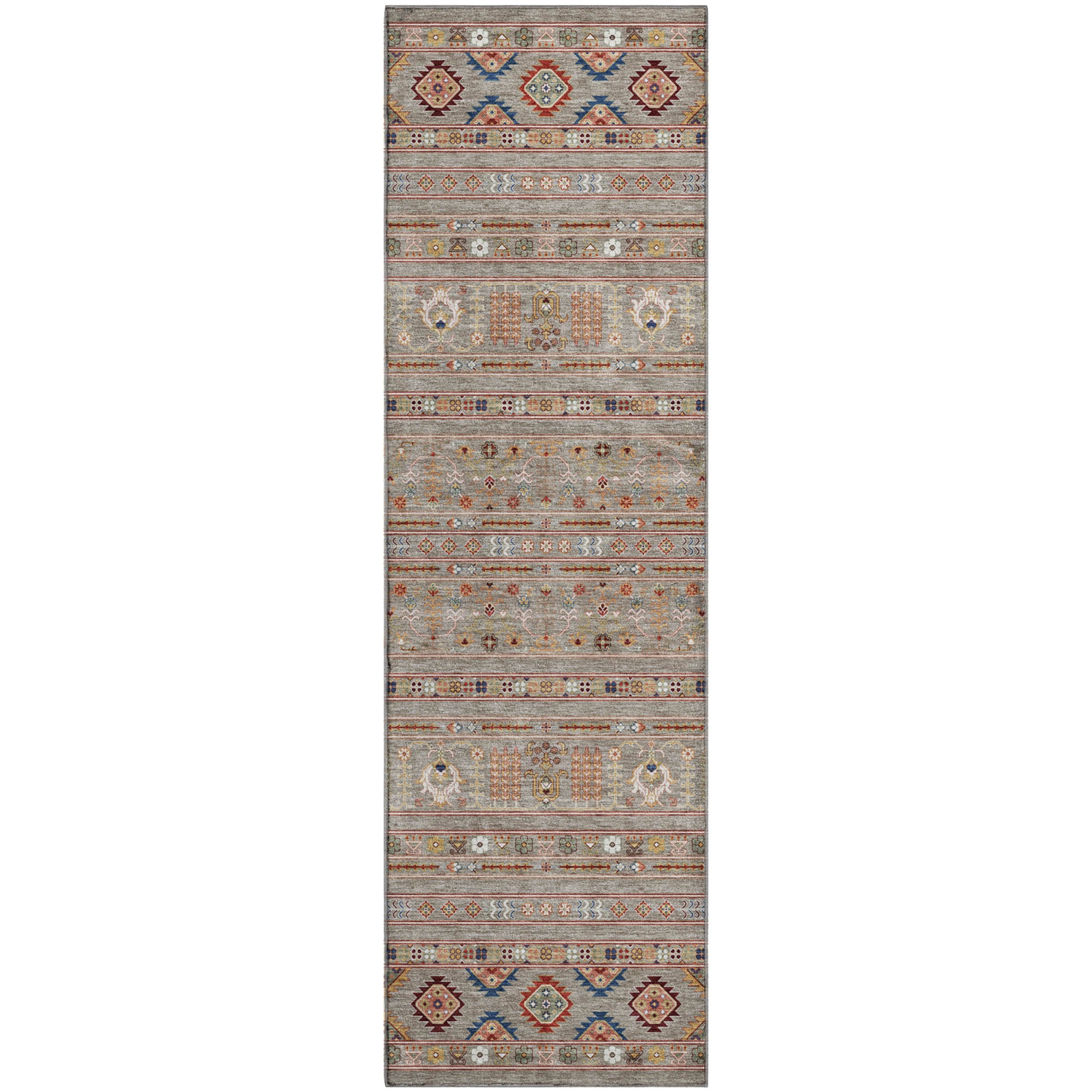 Tbilisi Machine Washable Transitional Taupe Brown Rug 2'3" x 7'6" #shape_Runner
