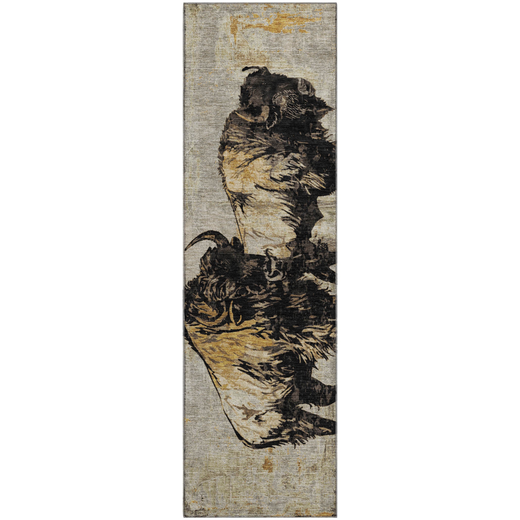Mostar Machine Washable Transitional Khaki Brown Rug 2'3" x 7'6" #shape_Runner