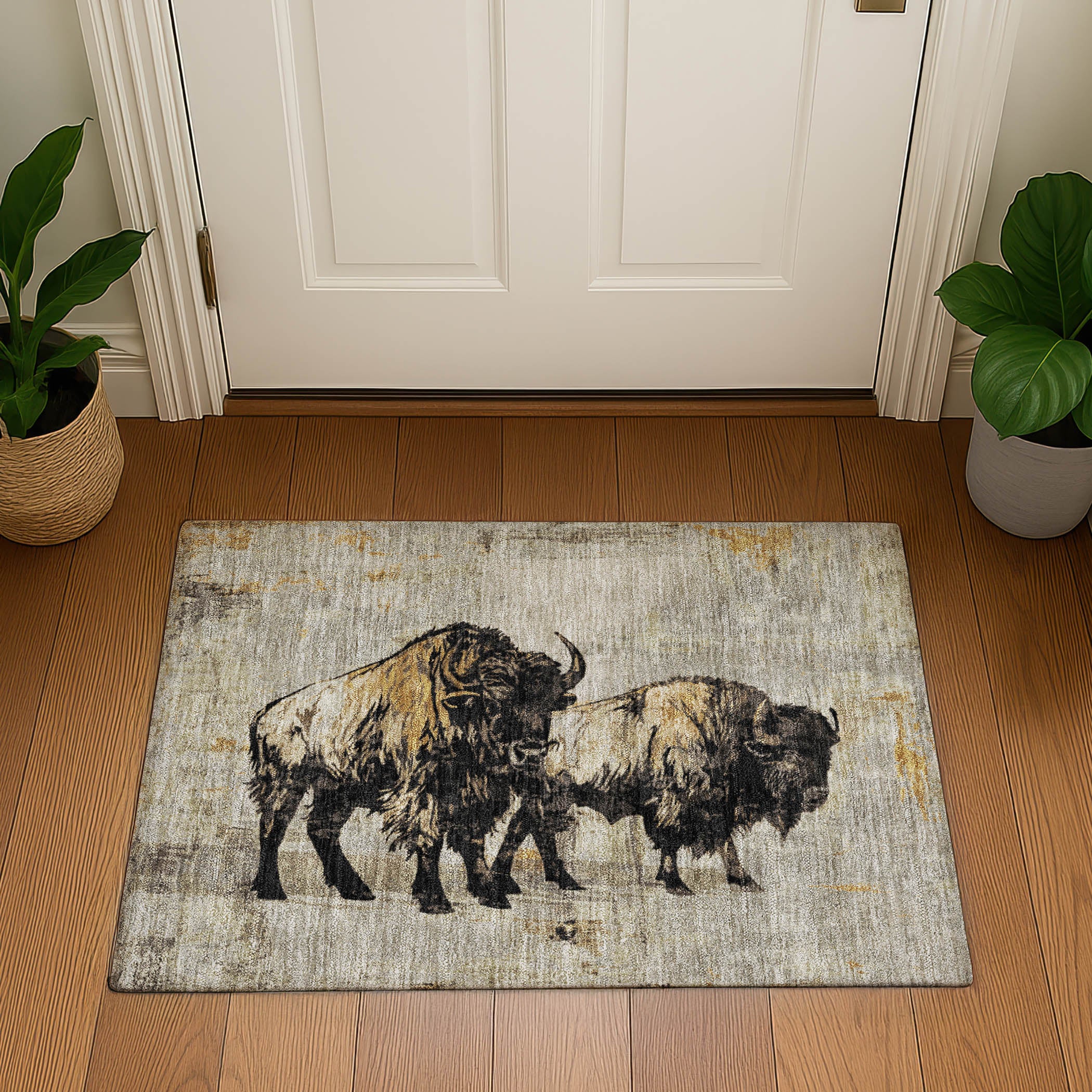 Mostar Machine Washable Transitional Khaki Brown Rug 1'8" x 2'6" #shape_Rectangle