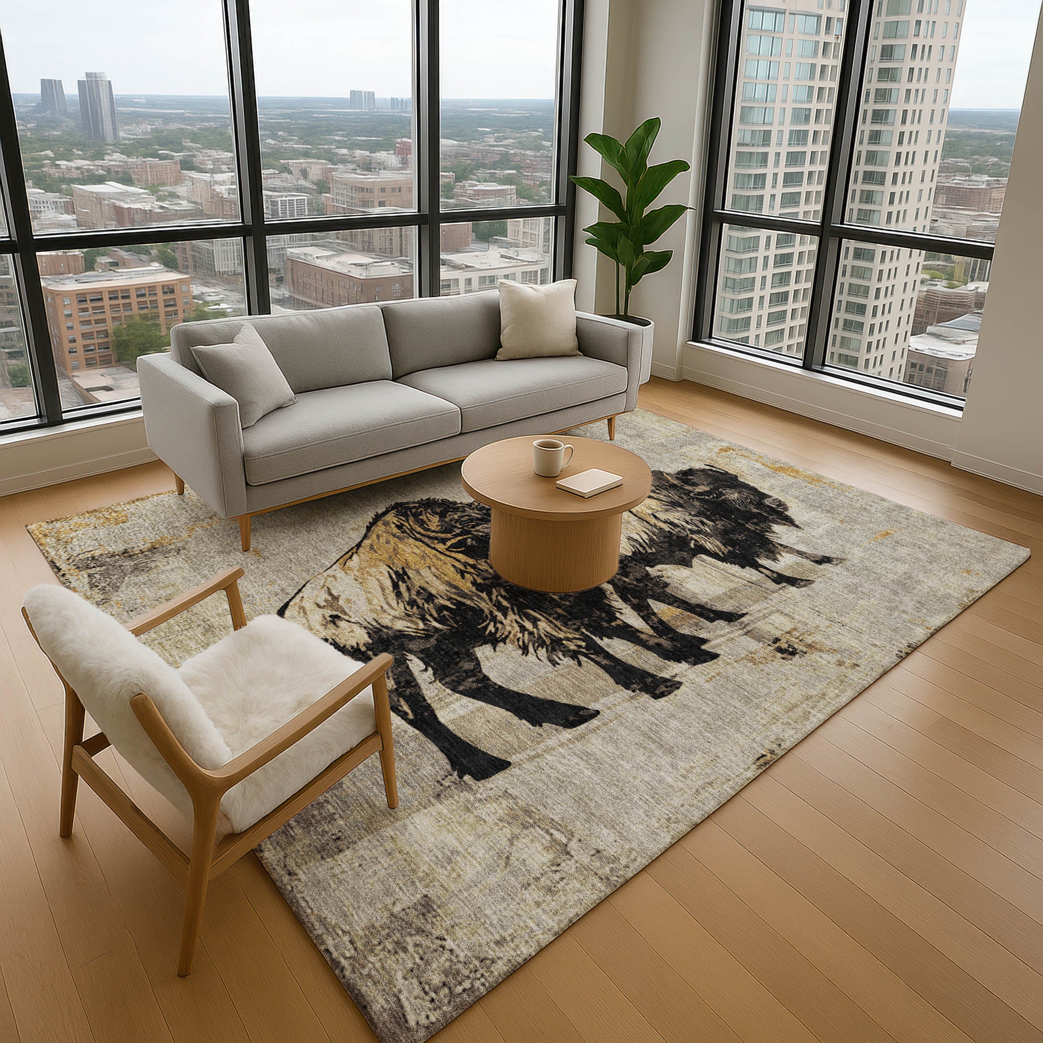 Mostar Machine Washable Transitional Khaki Brown Rug 2'6" x 3'10" #shape_Rectangle