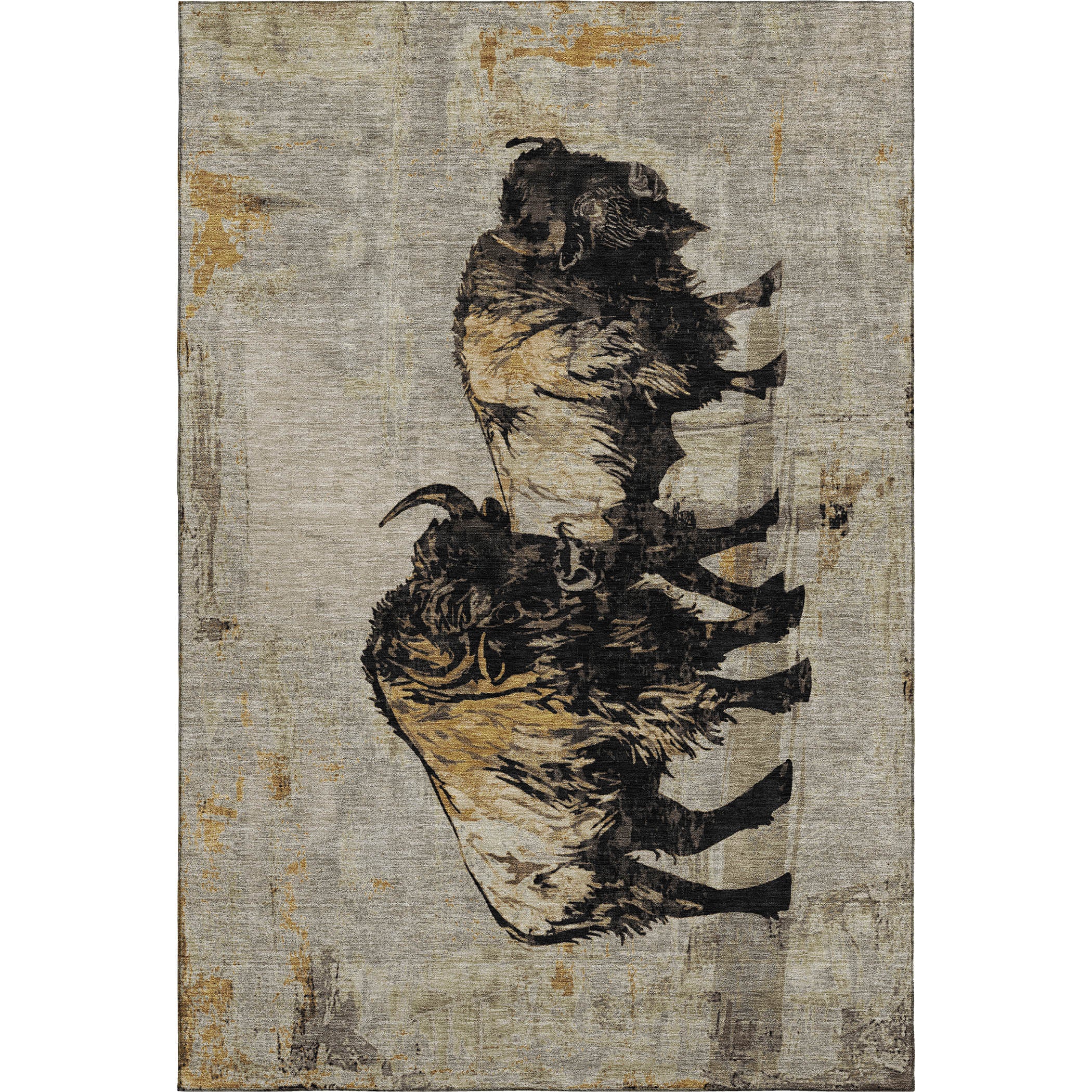 Mostar Machine Washable Transitional Khaki Brown Rug 2'6" x 3'10" #shape_Rectangle