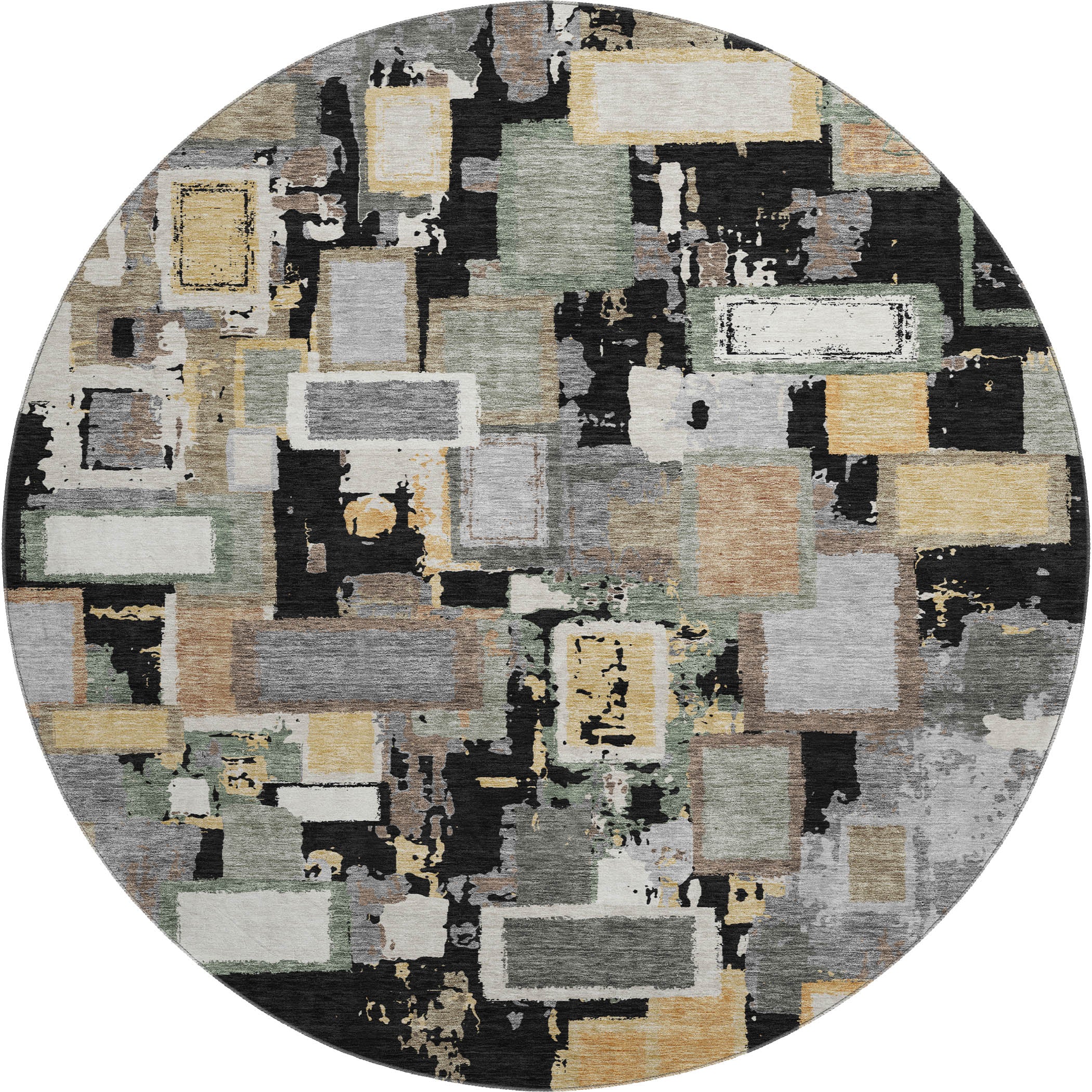 Dubrovnik Machine Washable Transitional Black Rug 8' x 8' #shape_Round