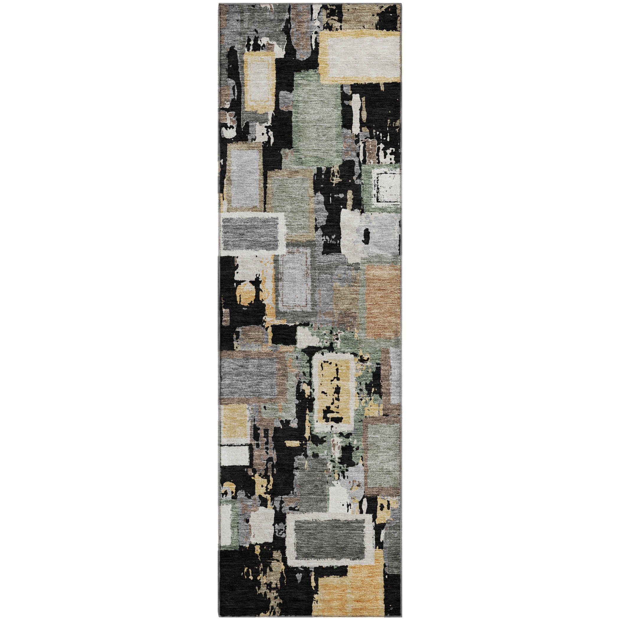 Dubrovnik Machine Washable Transitional Black Rug 2'3" x 7'6" #shape_Runner