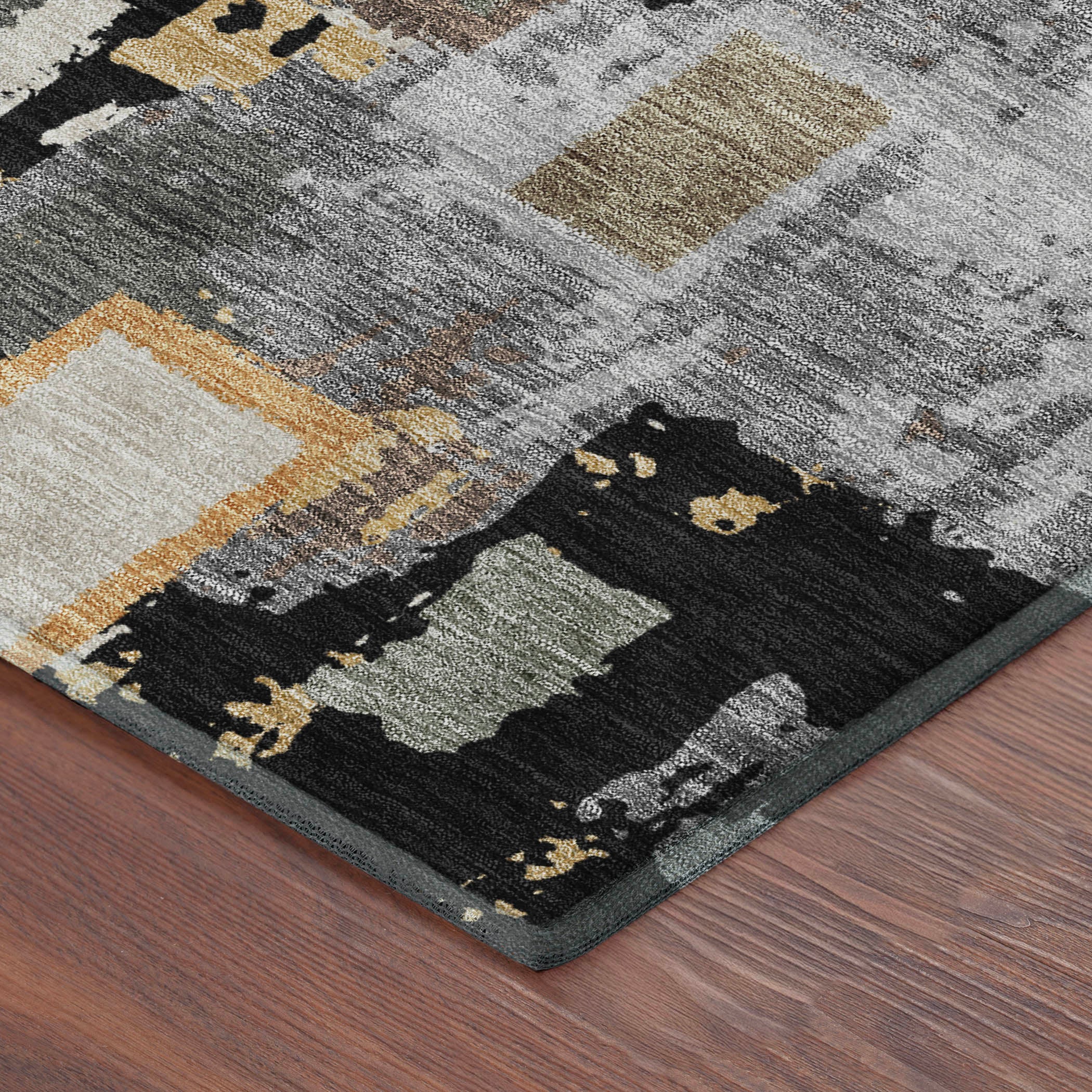 Dubrovnik Machine Washable Transitional Black Rug 1'8" x 2'6" #shape_Rectangle