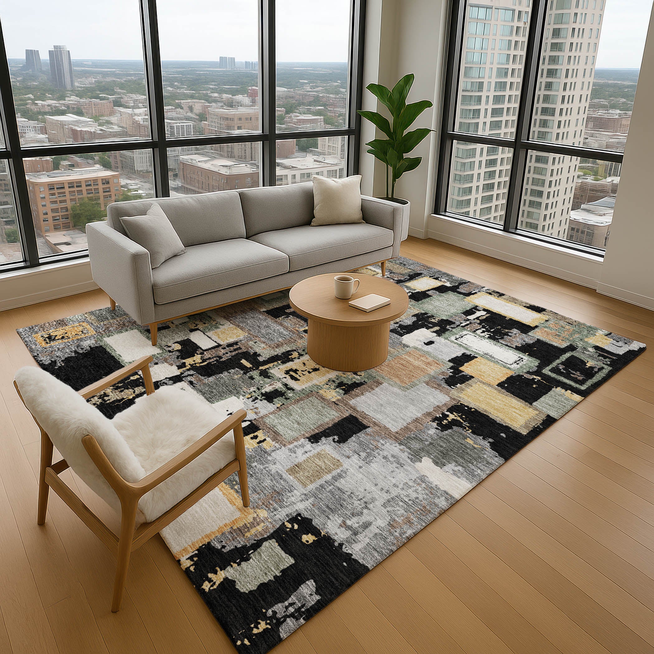 Dubrovnik Machine Washable Transitional Black Rug 2'6" x 3'10" #shape_Rectangle