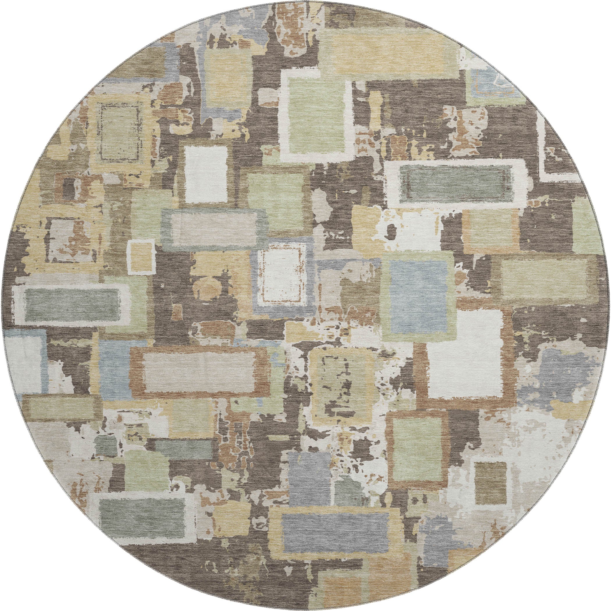 Dubrovnik Machine Washable Transitional Brown Rug 8' x 8' #shape_Round