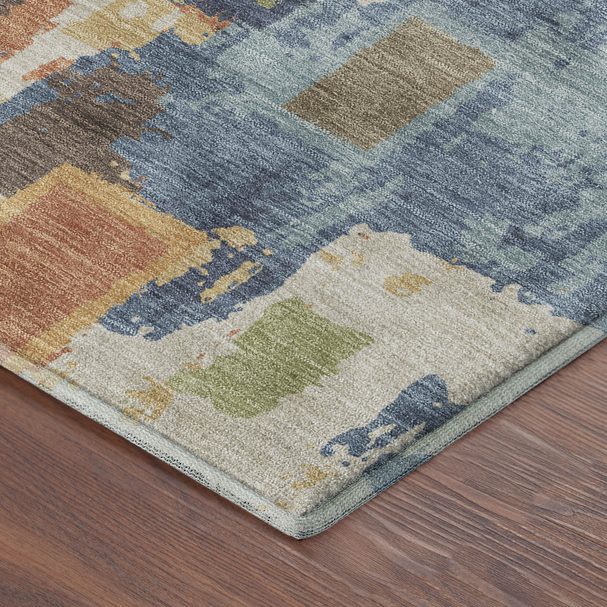 Dubrovnik Machine Washable Transitional Denim Blue Rug 1'8" x 2'6" #shape_Rectangle