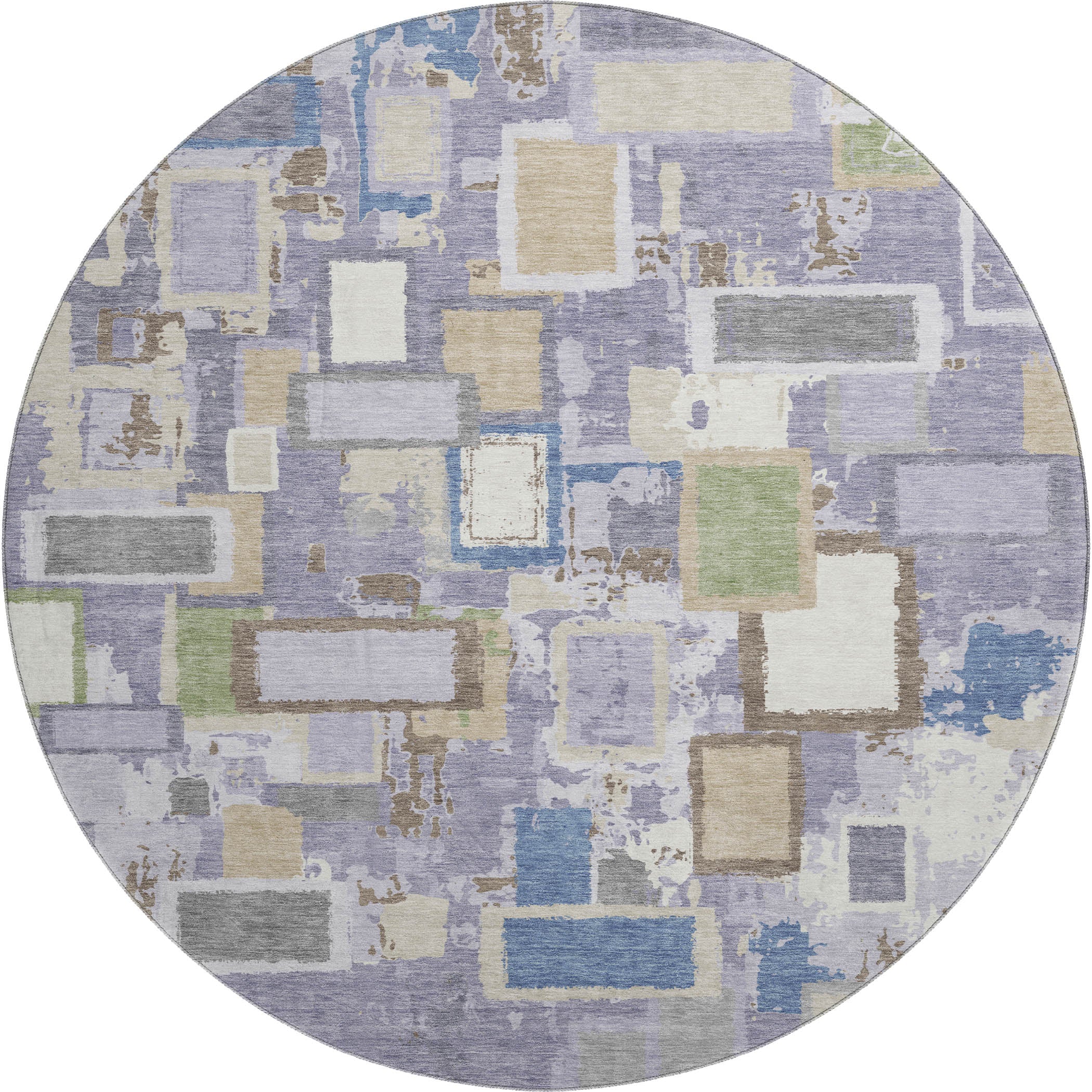 Dubrovnik Machine Washable Transitional Purple Rug 8' x 8' #shape_Round