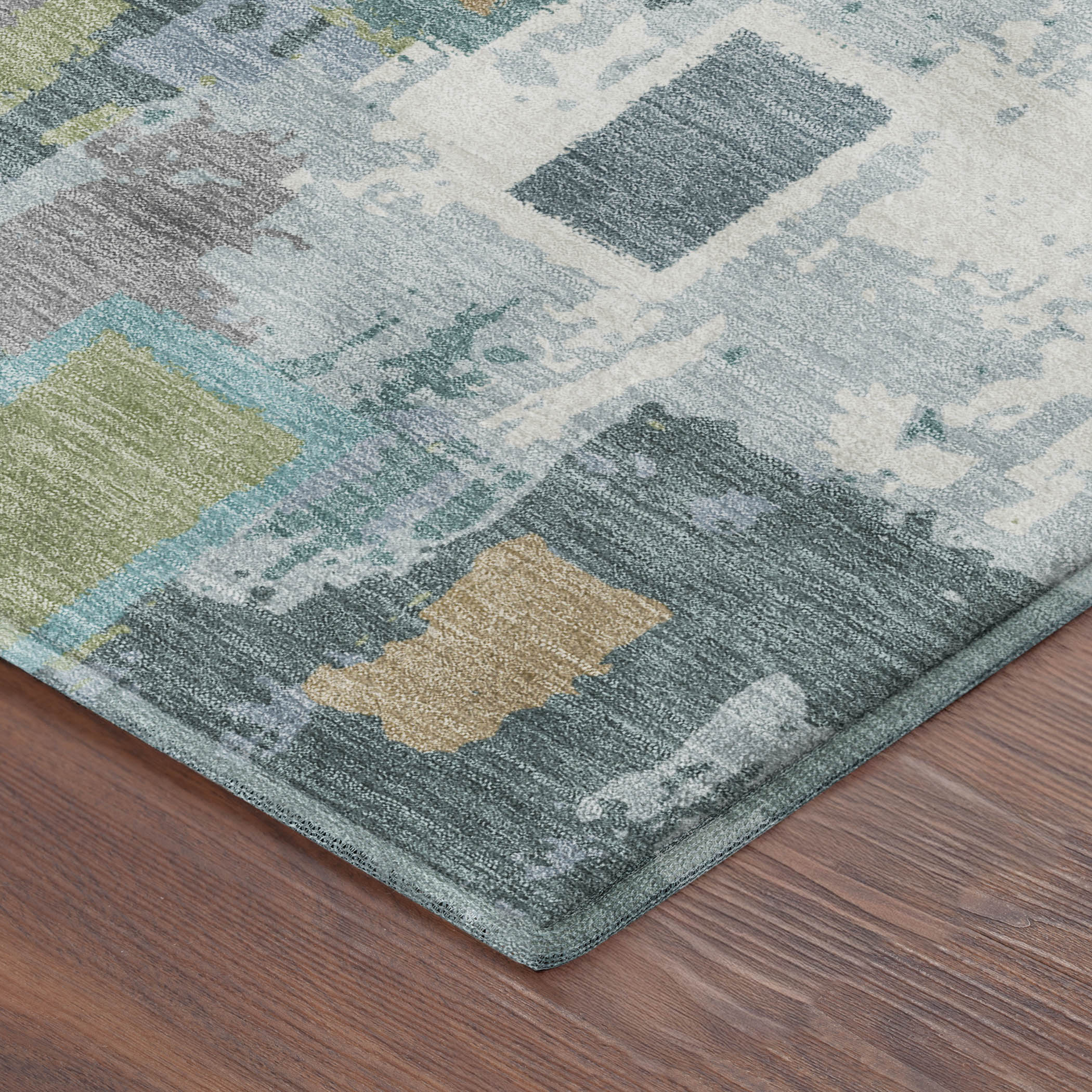 Dubrovnik Machine Washable Transitional Teal Rug 1'8" x 2'6" #shape_Rectangle