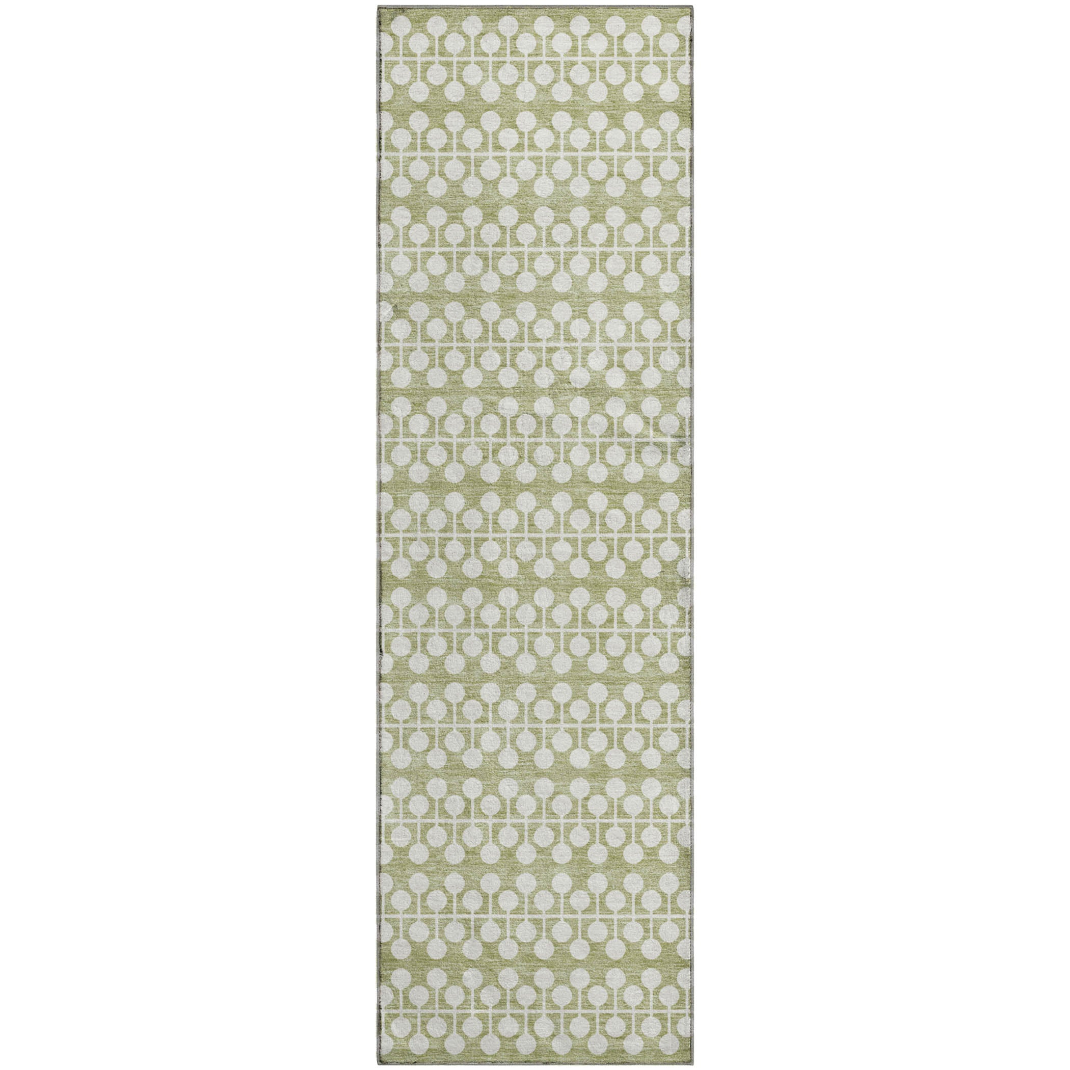 Bergen Machine Washable Transitional Aloe Green Rug 2'3" x 7'6" #shape_Runner