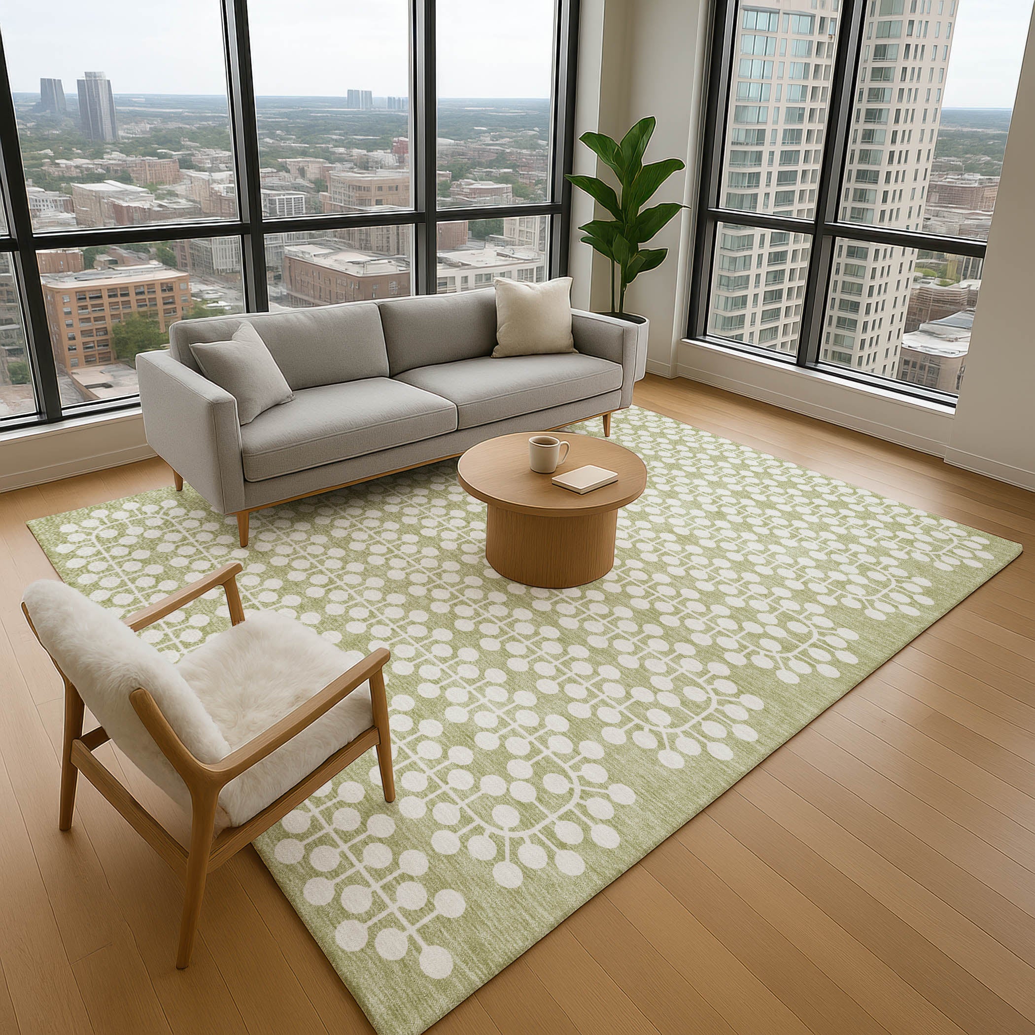 Bergen Machine Washable Transitional Aloe Green Rug 2'6" x 3'10" #shape_Rectangle