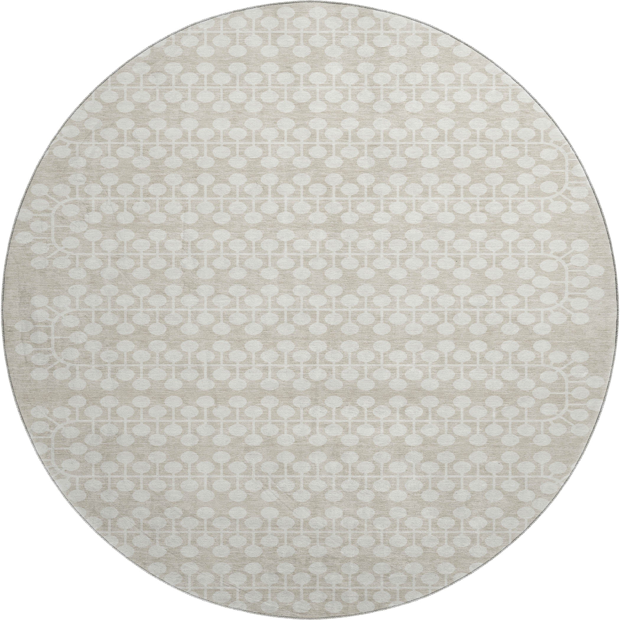 Bergen Machine Washable Transitional Beige Brown Rug 8' x 8' #shape_Round