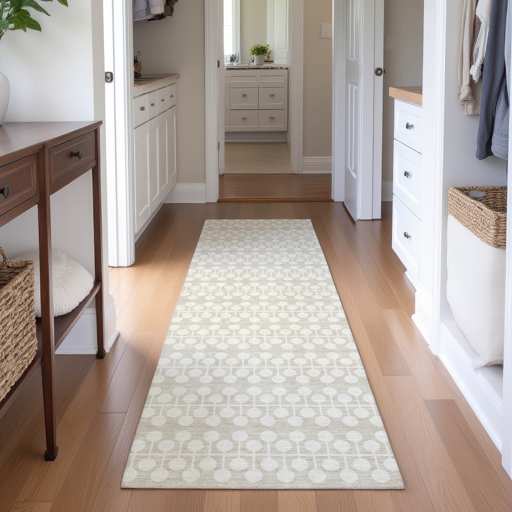 Bergen Machine Washable Transitional Beige Brown Rug 2'3" x 7'6" #shape_Runner