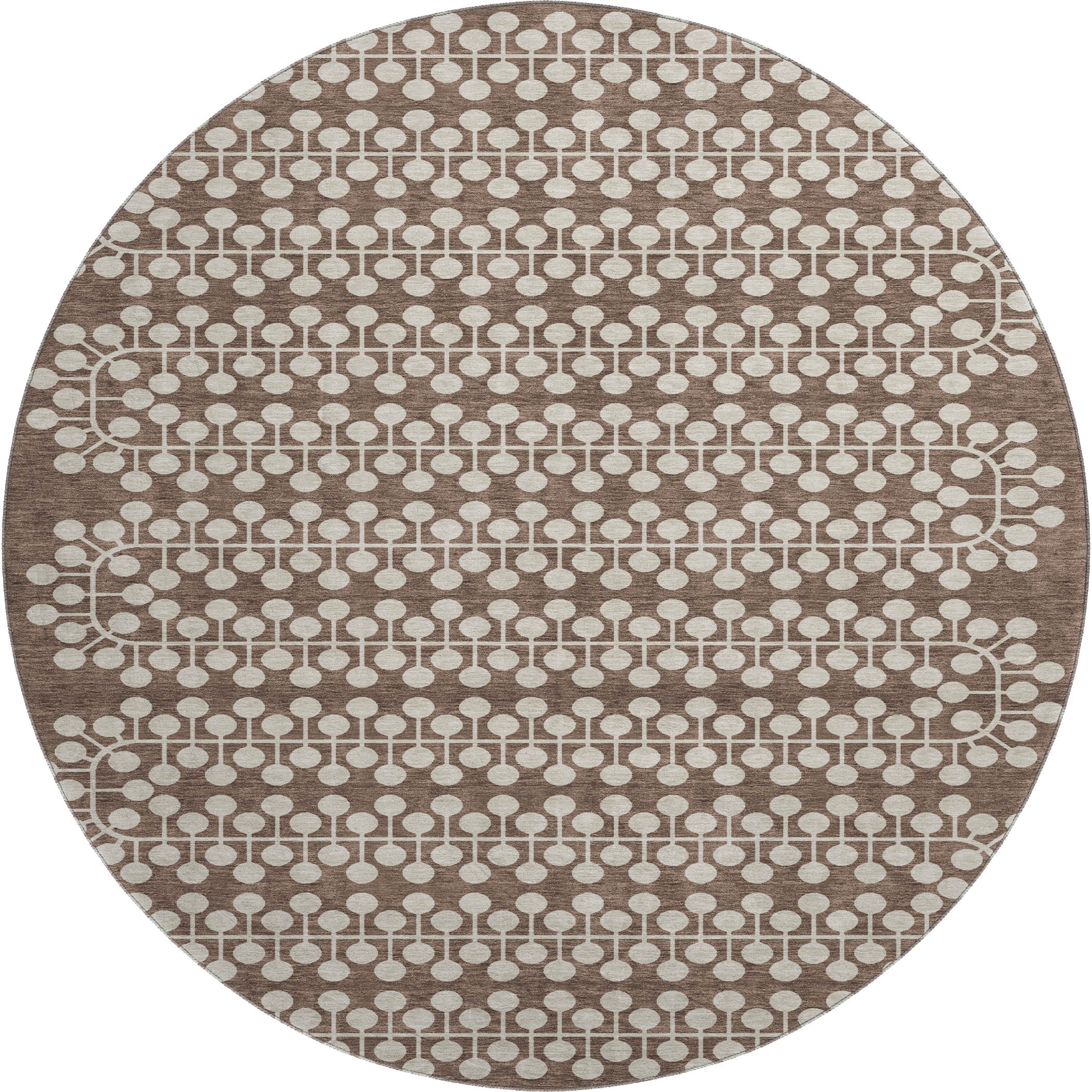 Bergen Machine Washable Transitional Brown Rug 8' x 8' #shape_Round