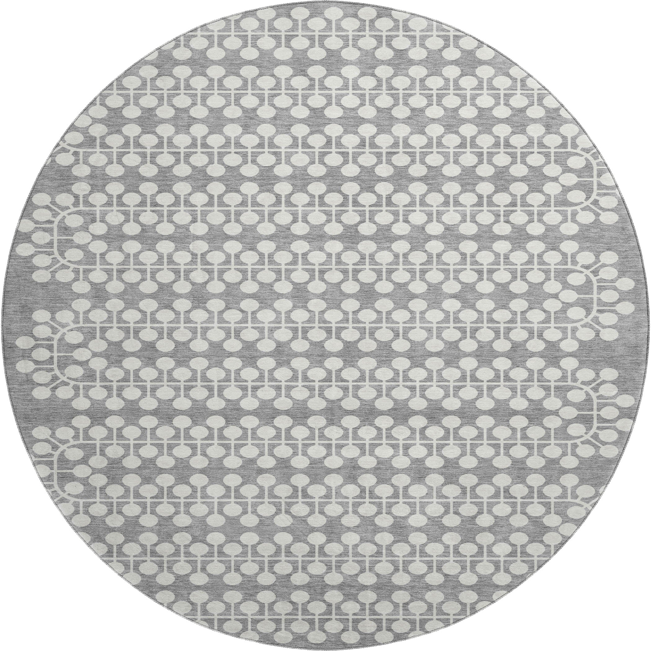 Bergen Machine Washable Transitional Gray Rug 8' x 8' #shape_Round