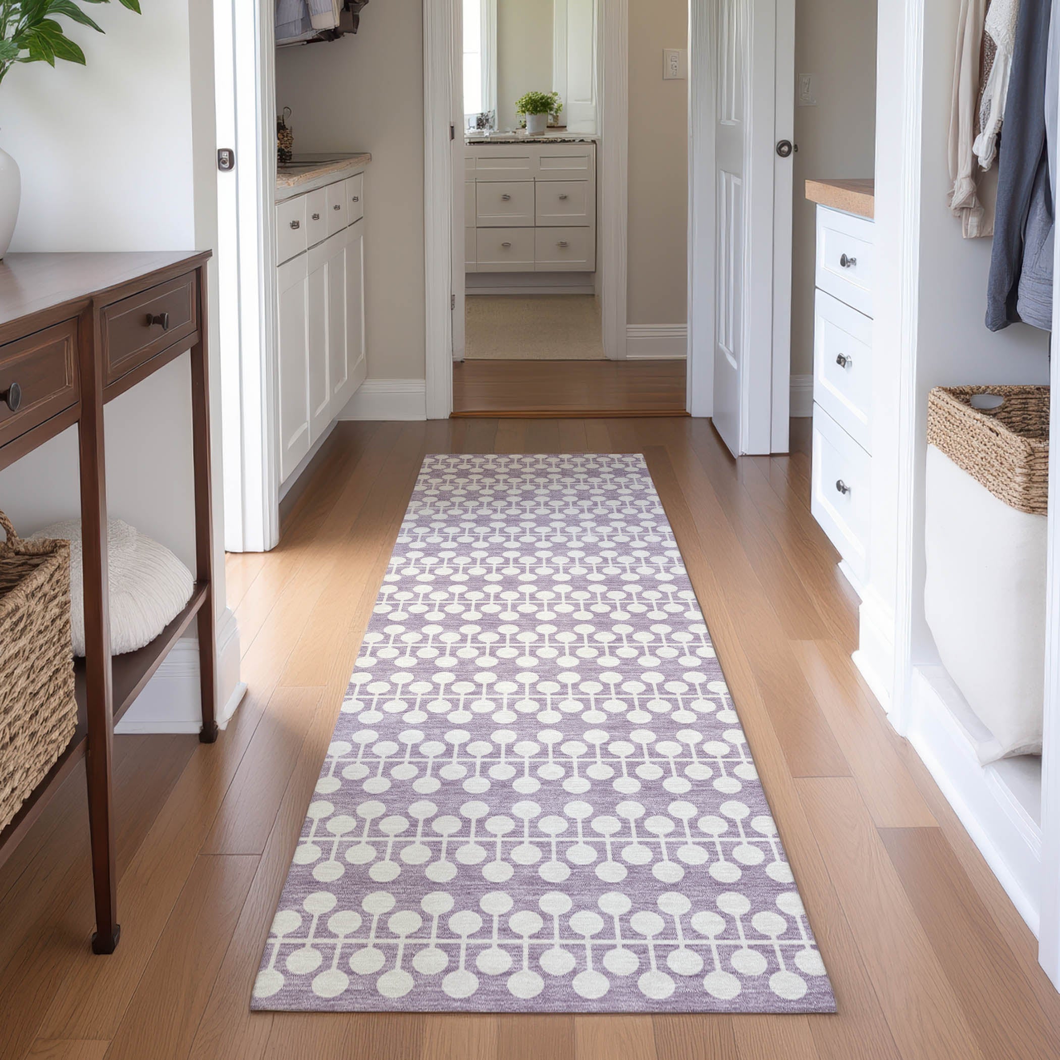 Bergen Machine Washable Transitional Lavender Purple Rug 2'3" x 7'6" #shape_Runner