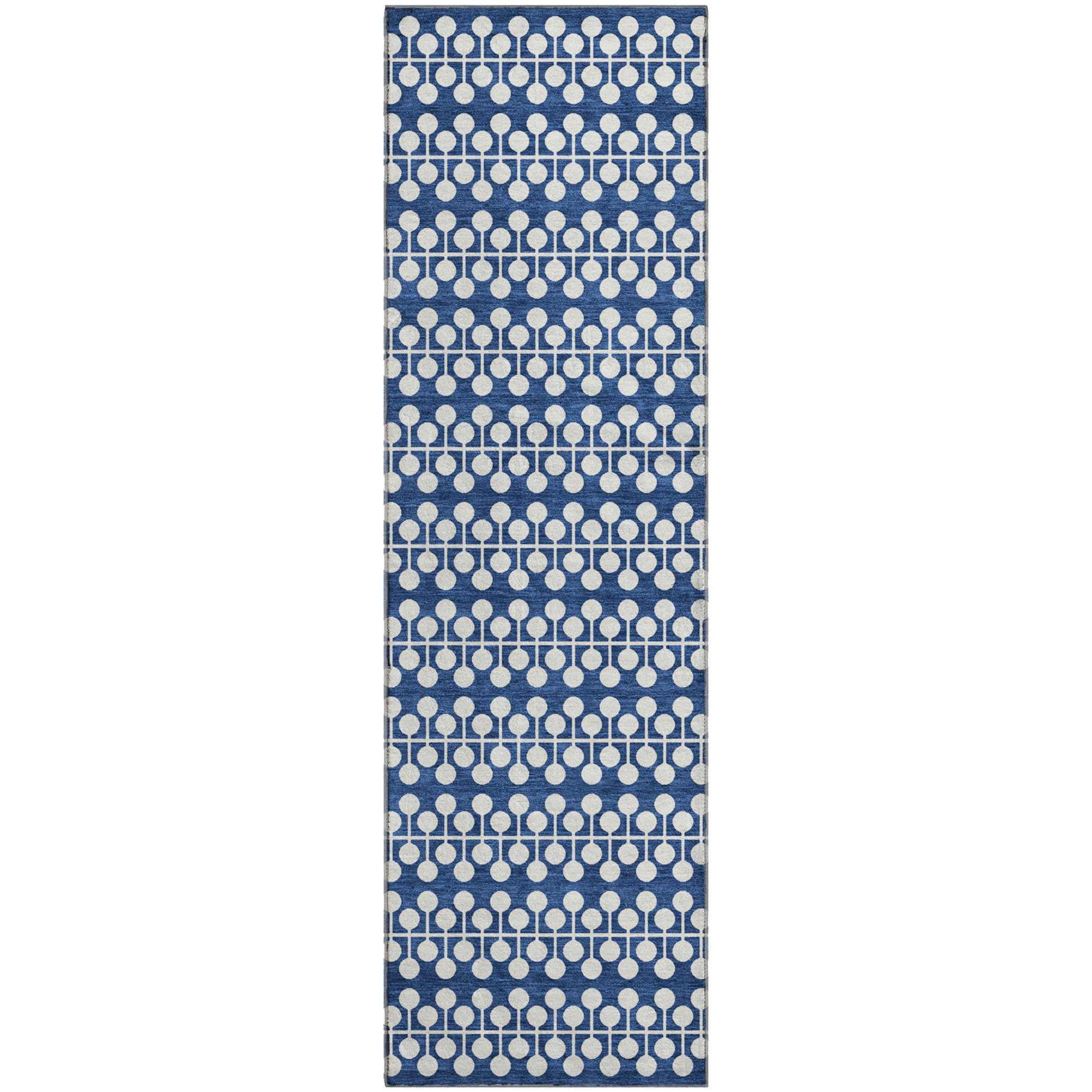 Bergen Machine Washable Transitional Navy Blue Rug 2'3" x 7'6" #shape_Runner