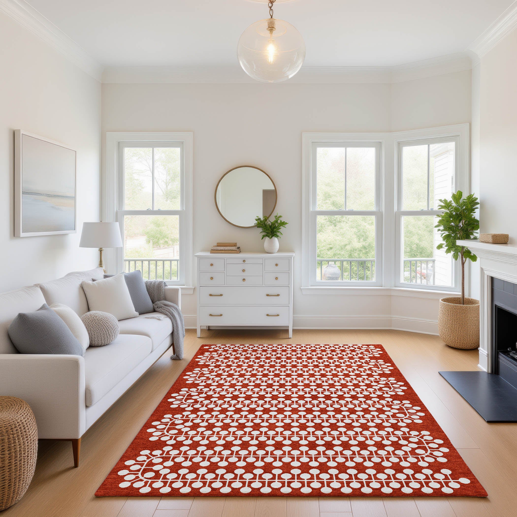 Bergen Machine Washable Transitional Red Rug 2'6" x 3'10" #shape_Rectangle