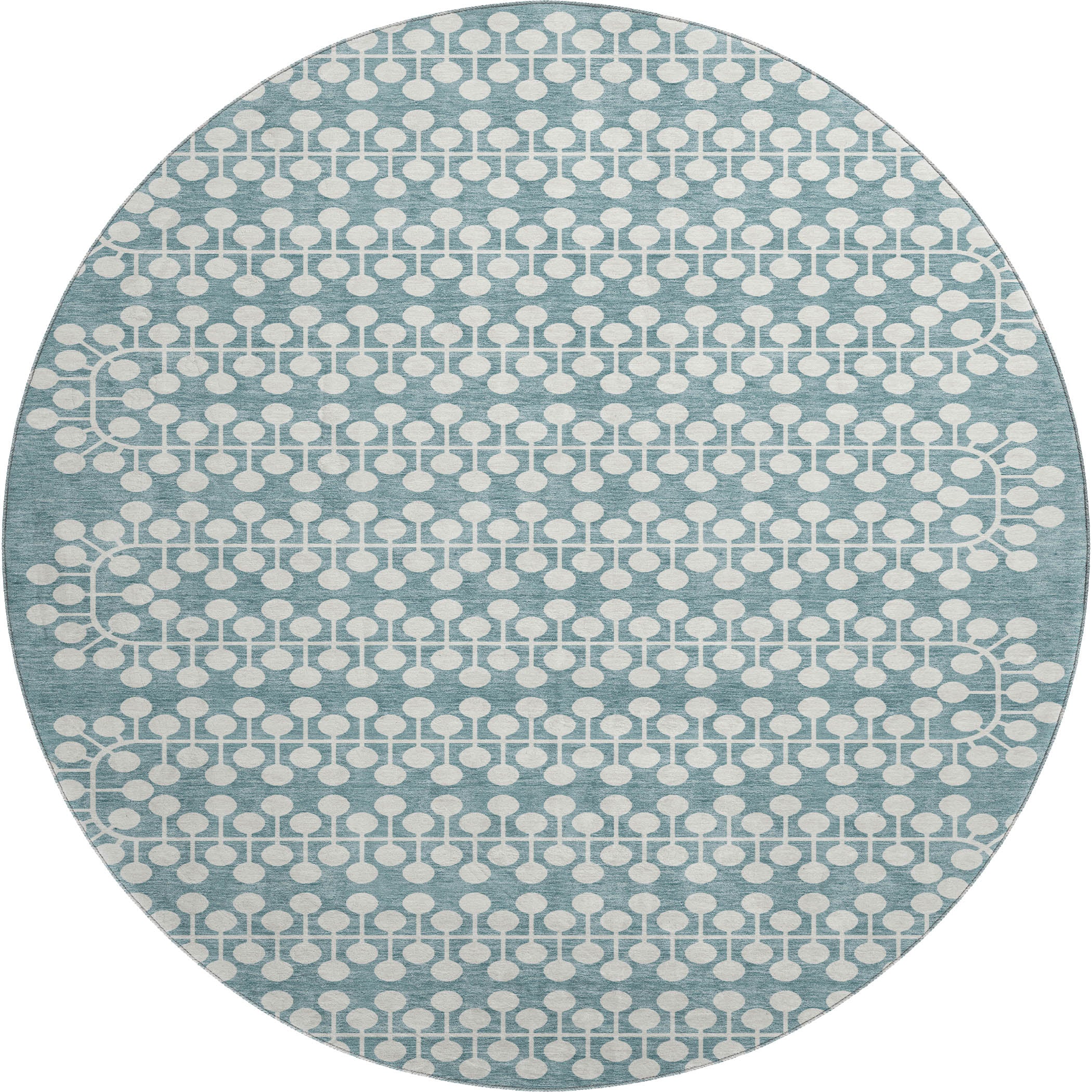 Bergen Machine Washable Transitional Teal Rug 8' x 8' #shape_Round