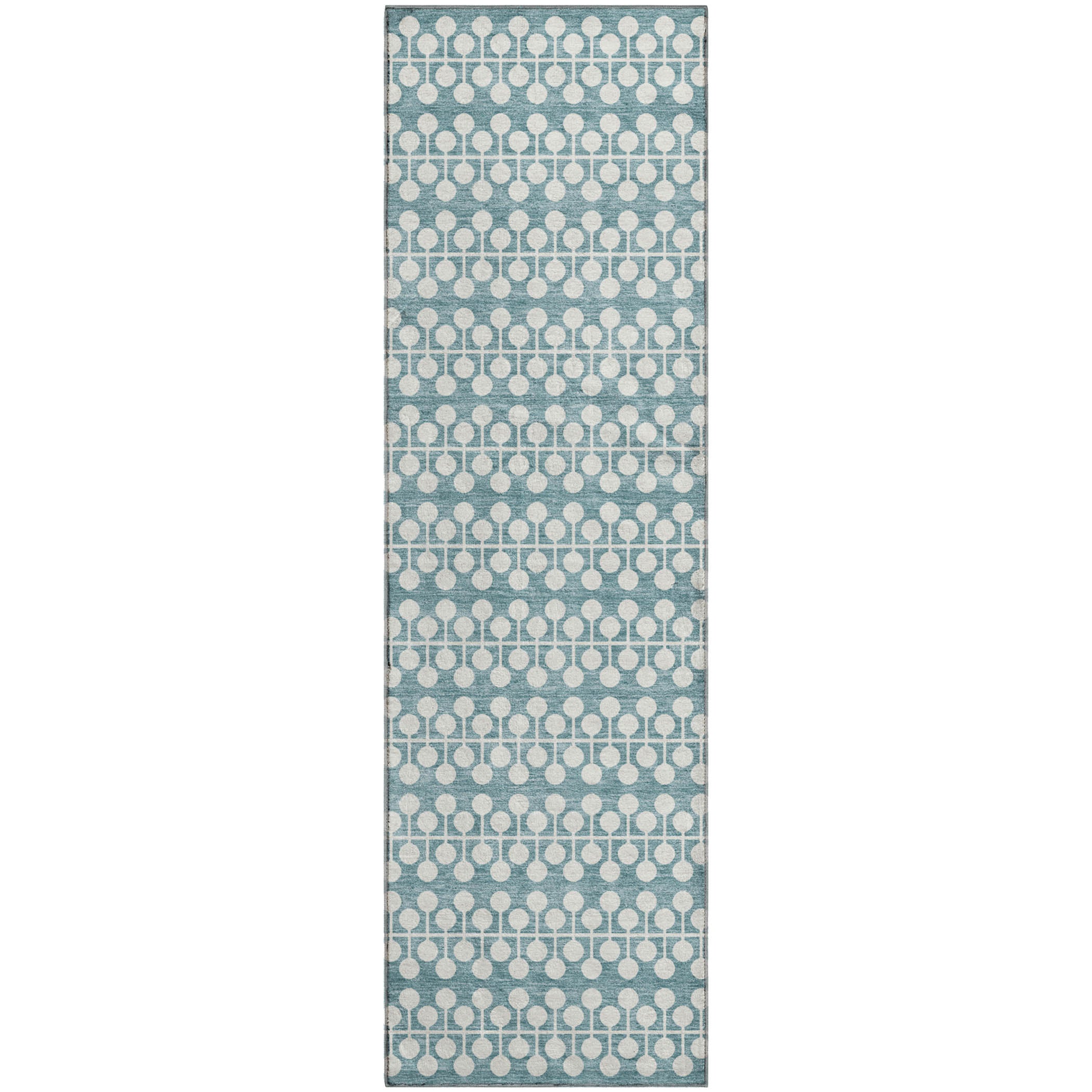 Bergen Machine Washable Transitional Teal Rug 2'3" x 7'6" #shape_Runner