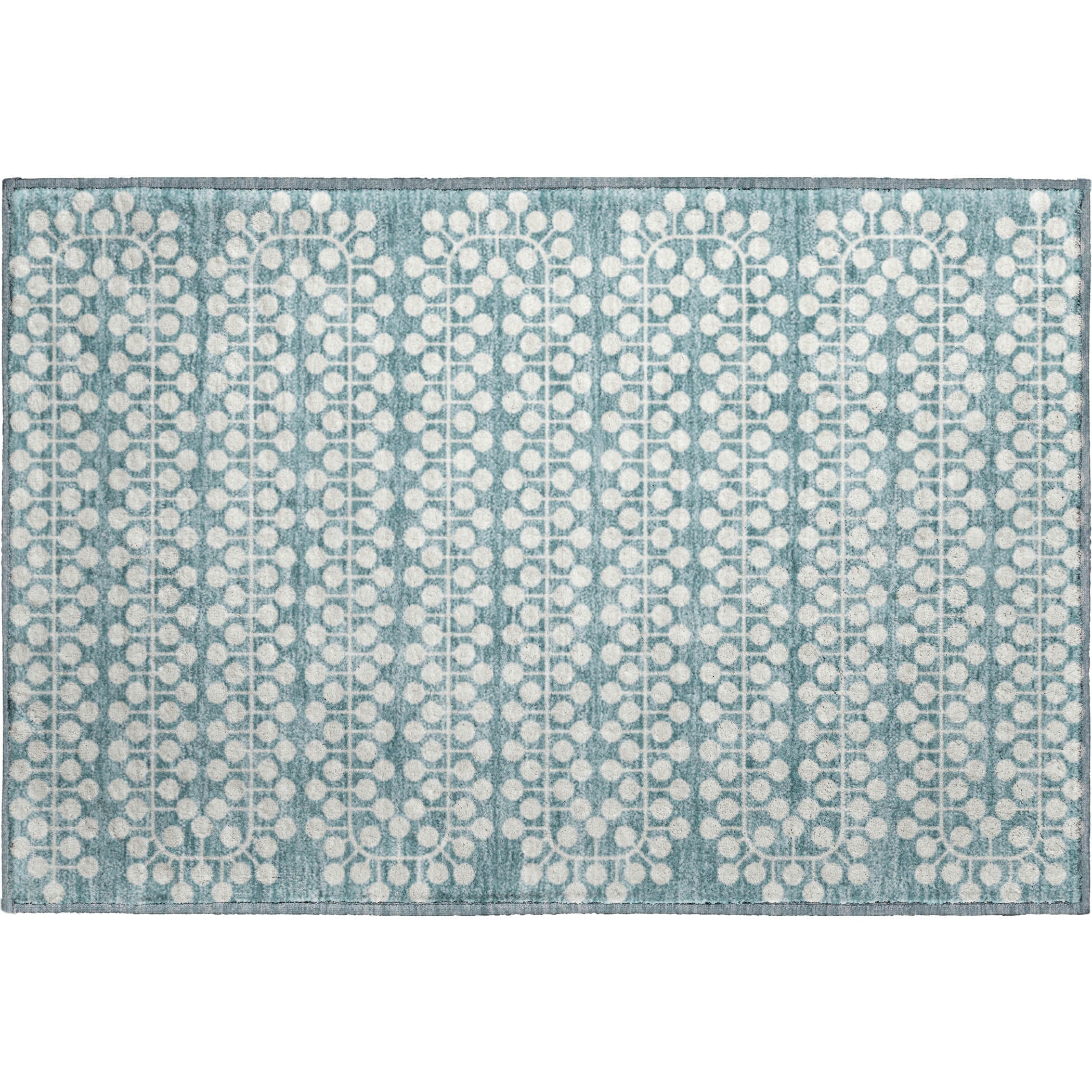 Bergen Machine Washable Transitional Teal Rug 1'8" x 2'6" #shape_Rectangle