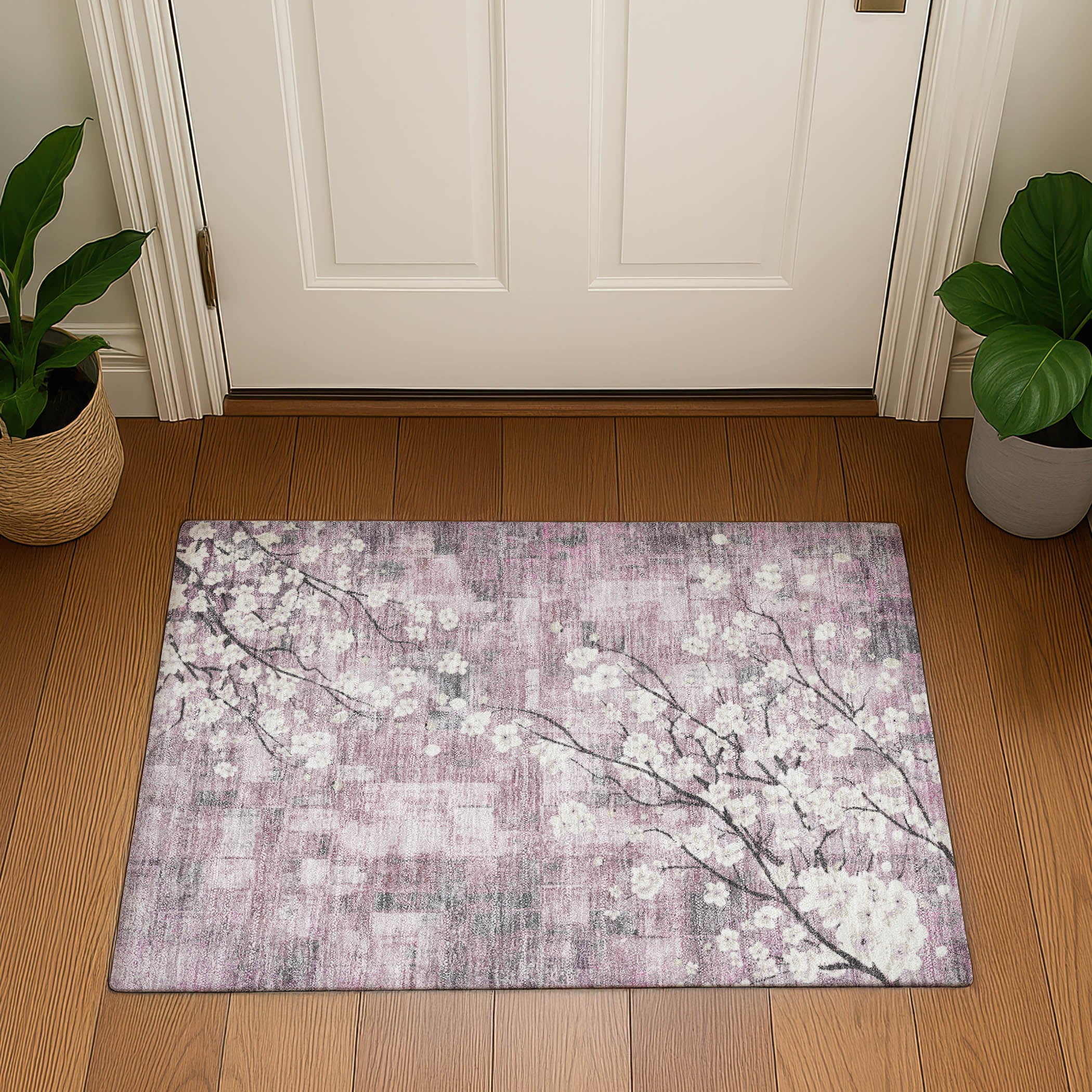 Bogota Machine Washable Transitional Blush Pink Rug 1'8" x 2'6" #shape_Rectangle
