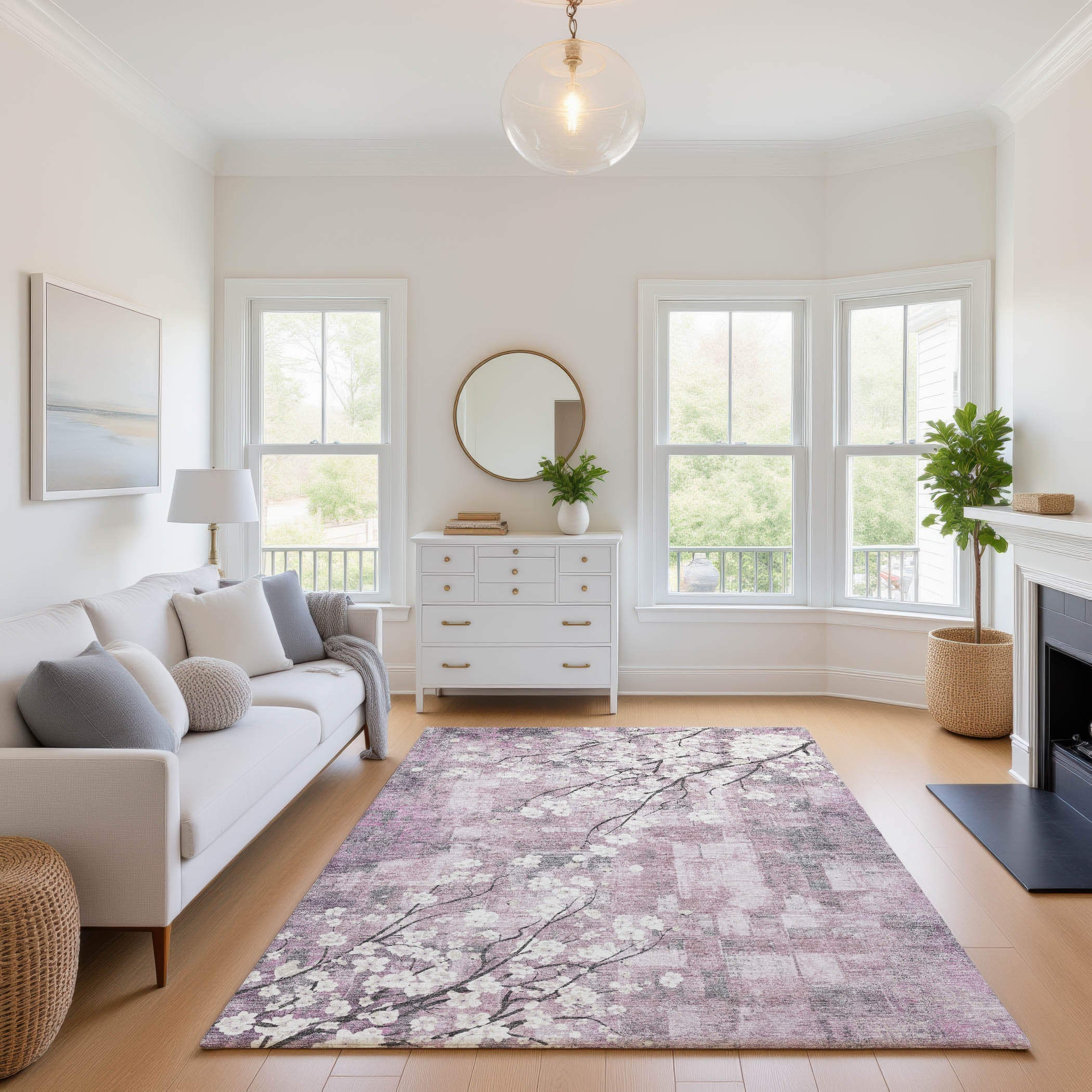 Bogota Machine Washable Transitional Blush Pink Rug 2'6" x 3'10" #shape_Rectangle