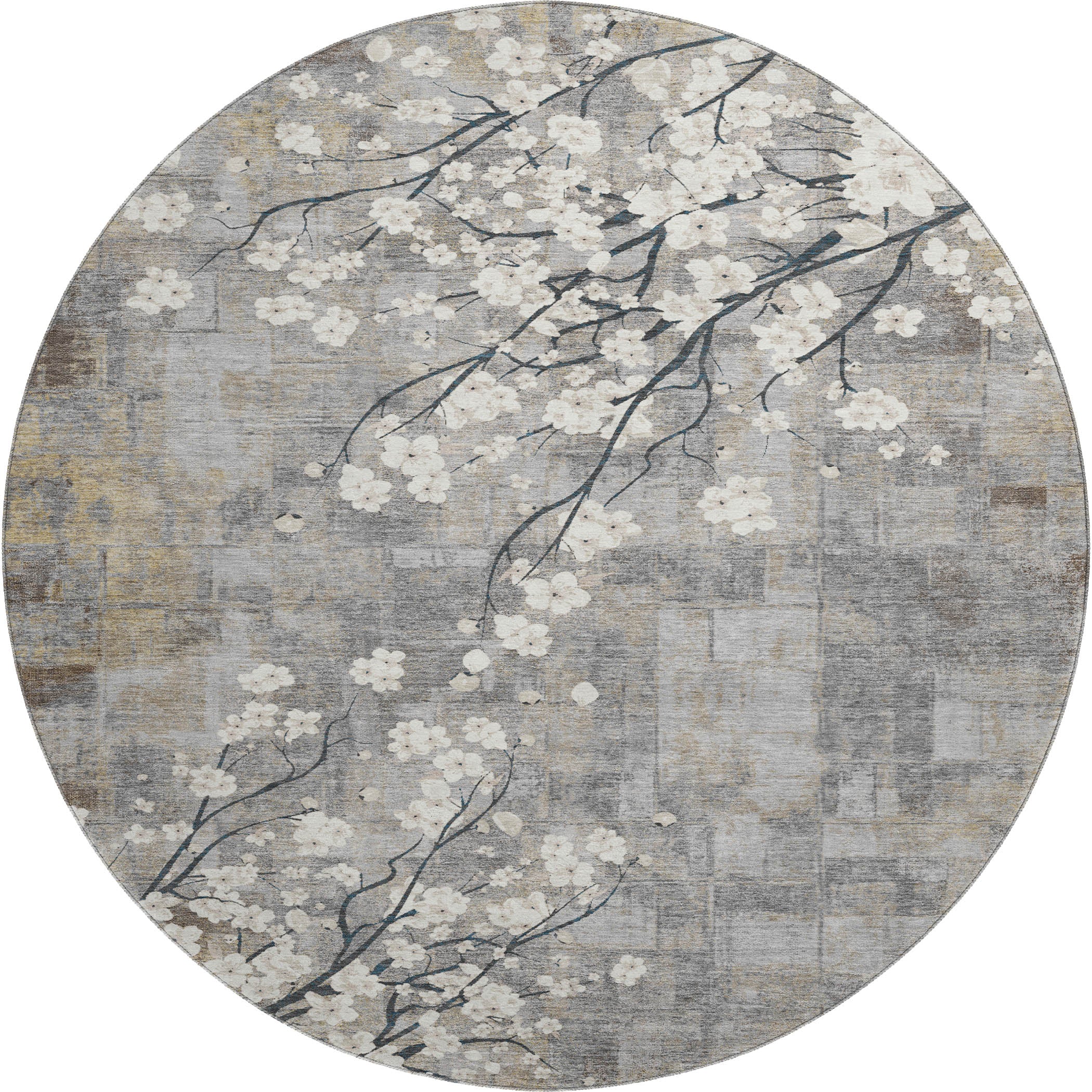 Bogota Machine Washable Transitional Gray Rug 8' x 8' #shape_Round
