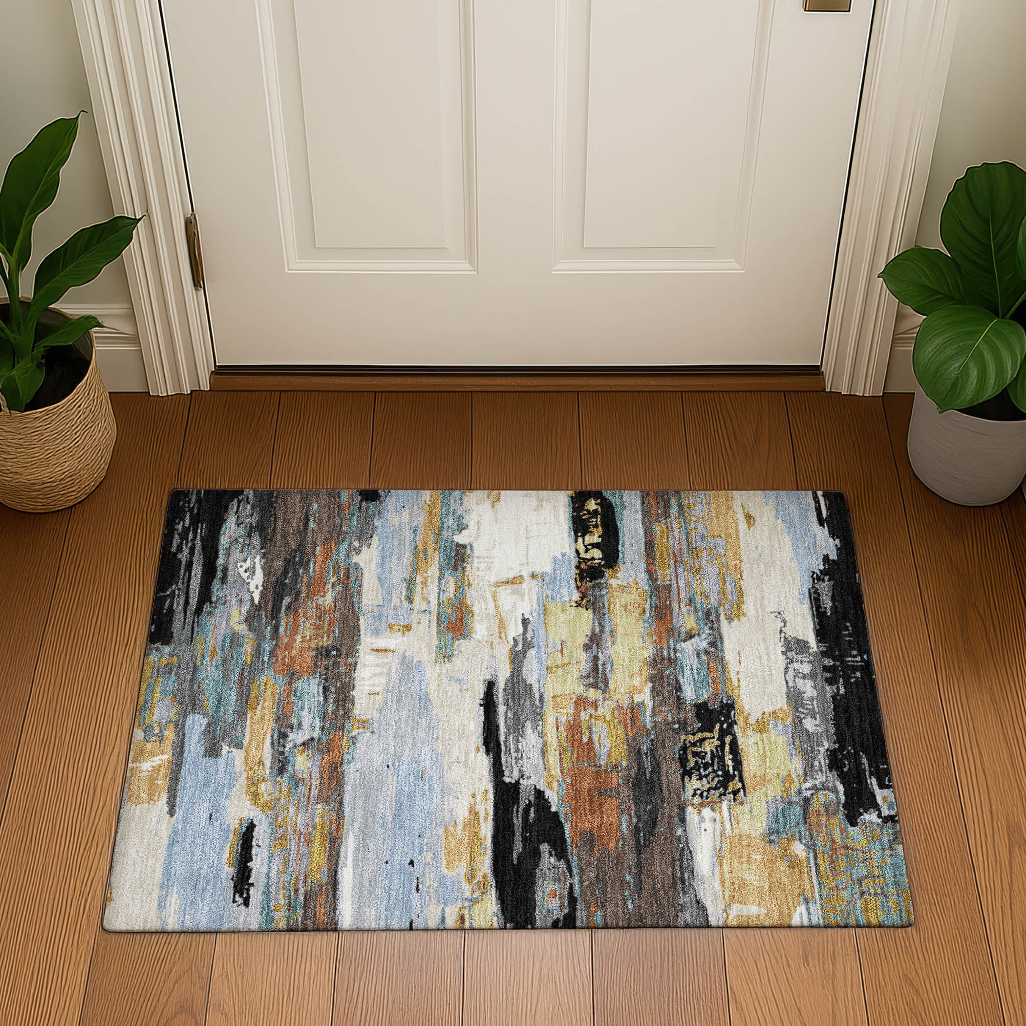 Cusco Machine Washable Transitional Black Rug 1'8" x 2'6" #shape_Rectangle