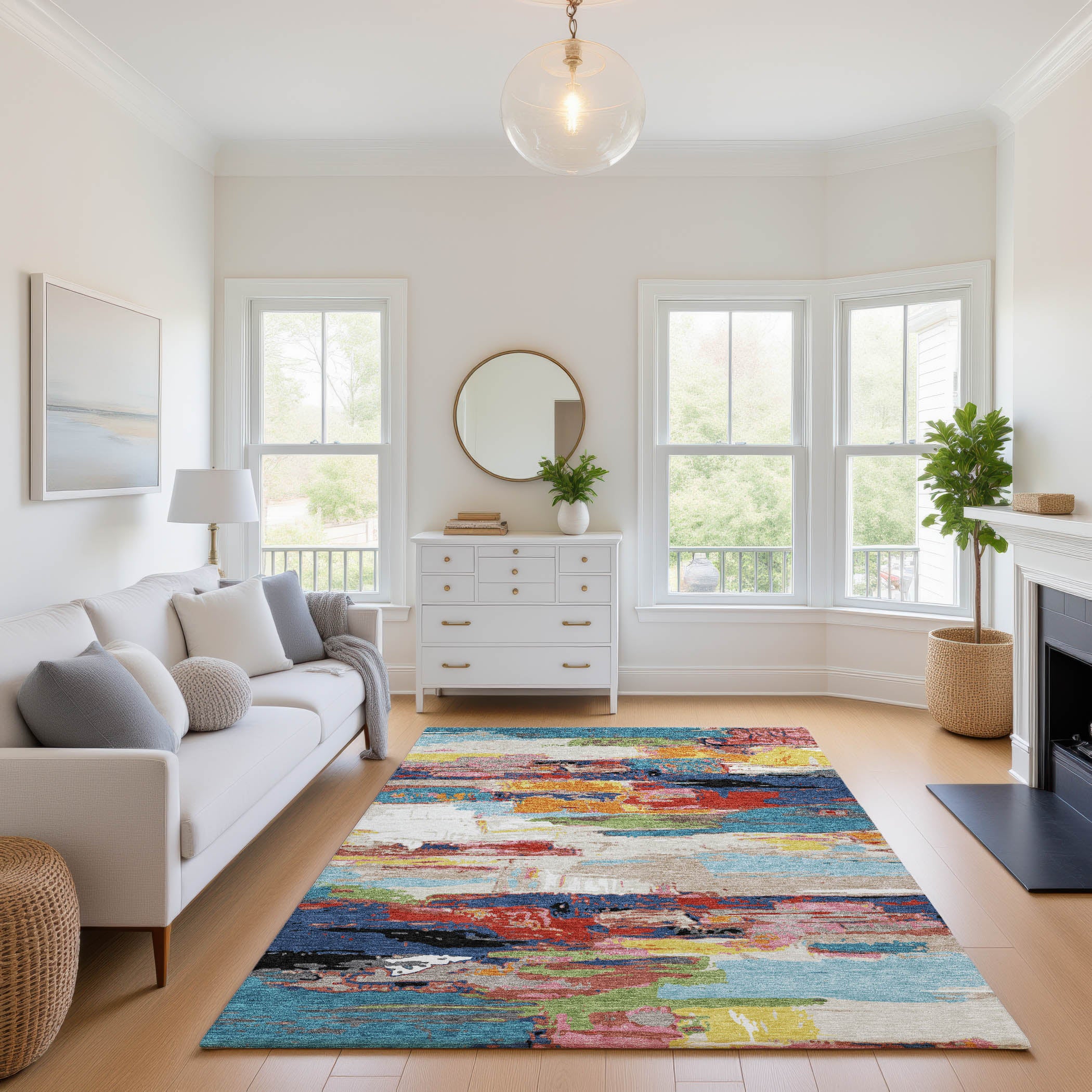 Cusco Machine Washable Transitional Denim Blue Rug 2'6" x 3'10" #shape_Rectangle