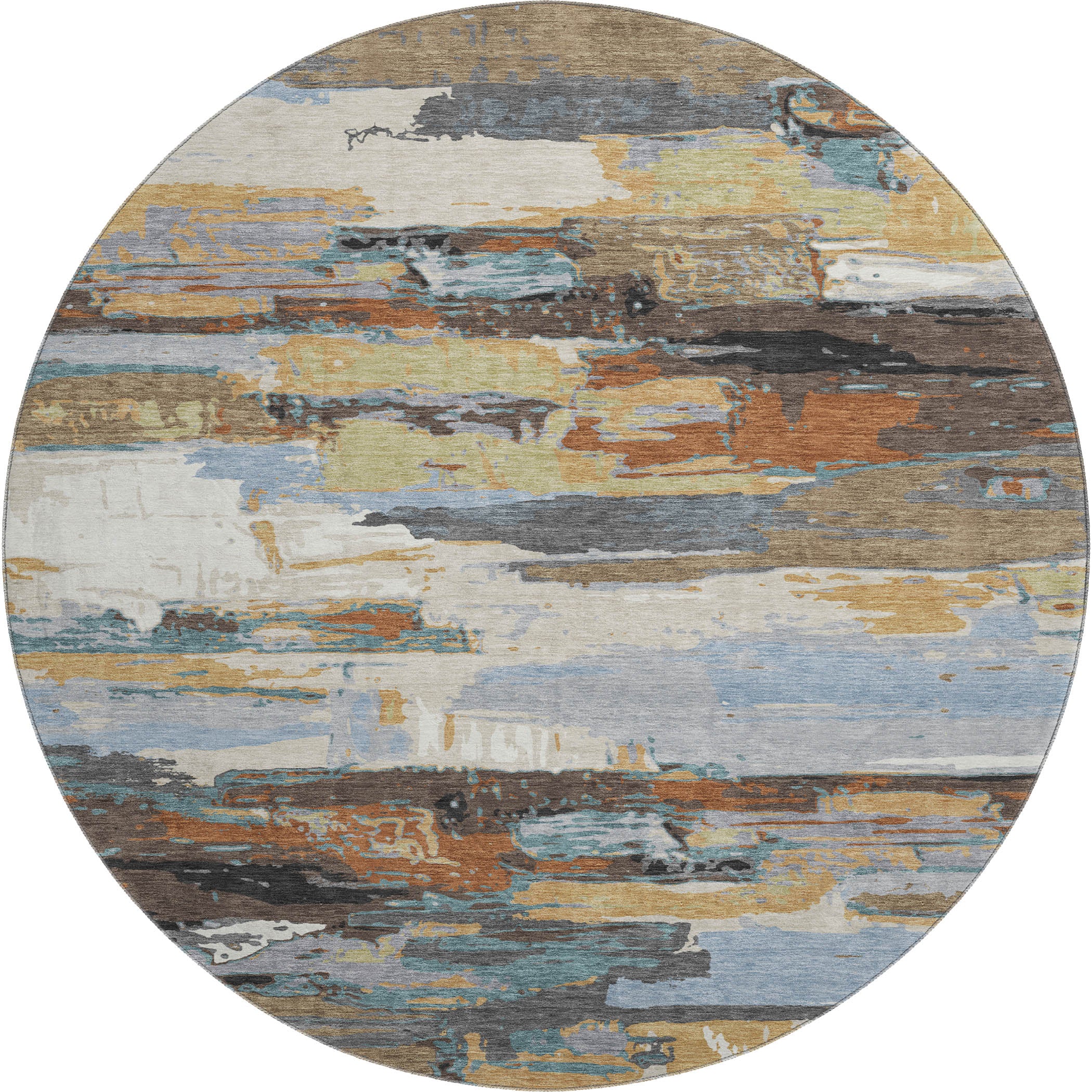 Cusco Machine Washable Transitional Mocha Brown Rug 8' x 8' #shape_Round