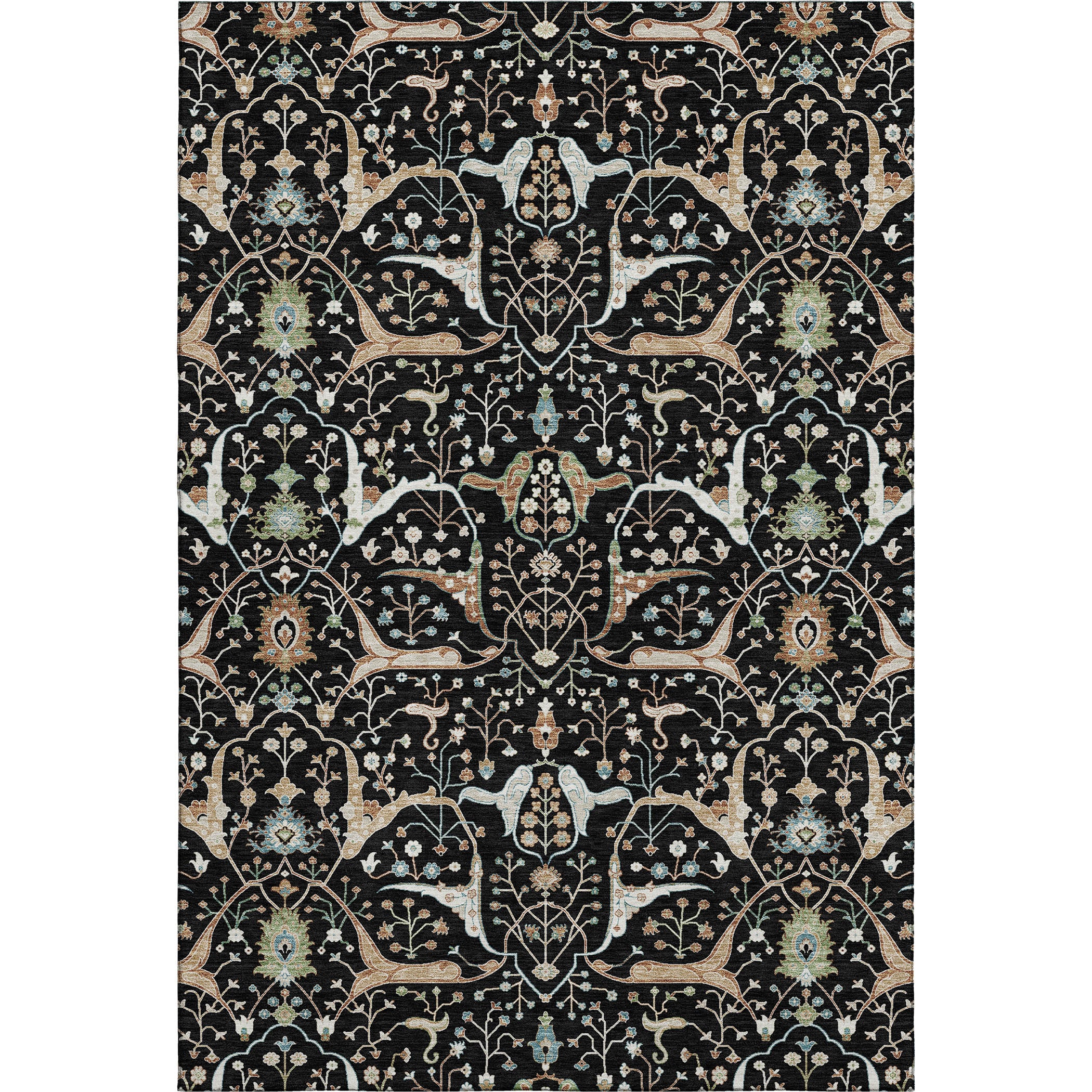 Porto Machine Washable Traditional Black Rug 2'6" x 3'10" #shape_Rectangle