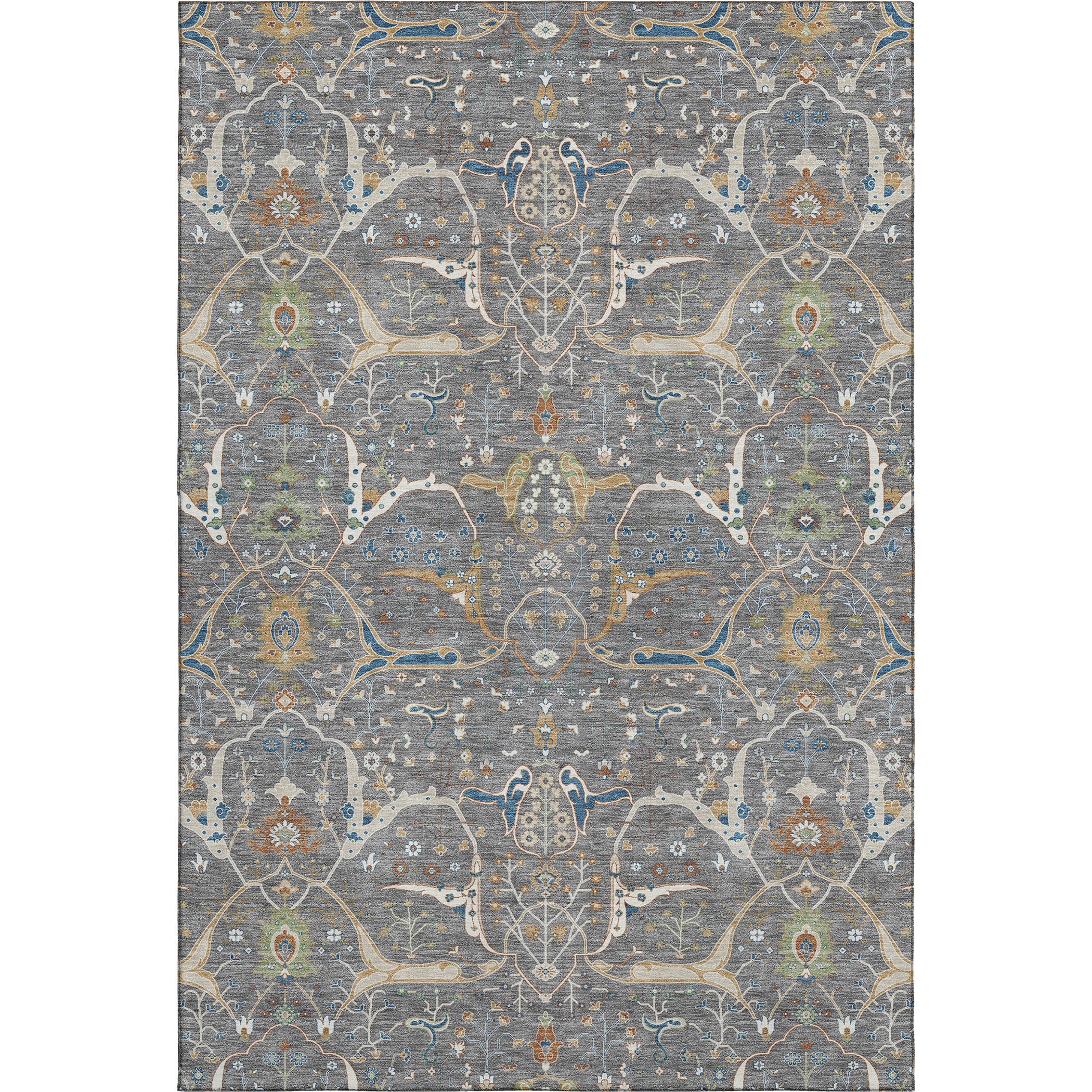 Porto Machine Washable Traditional Gray Rug 2'6" x 3'10" #shape_Rectangle
