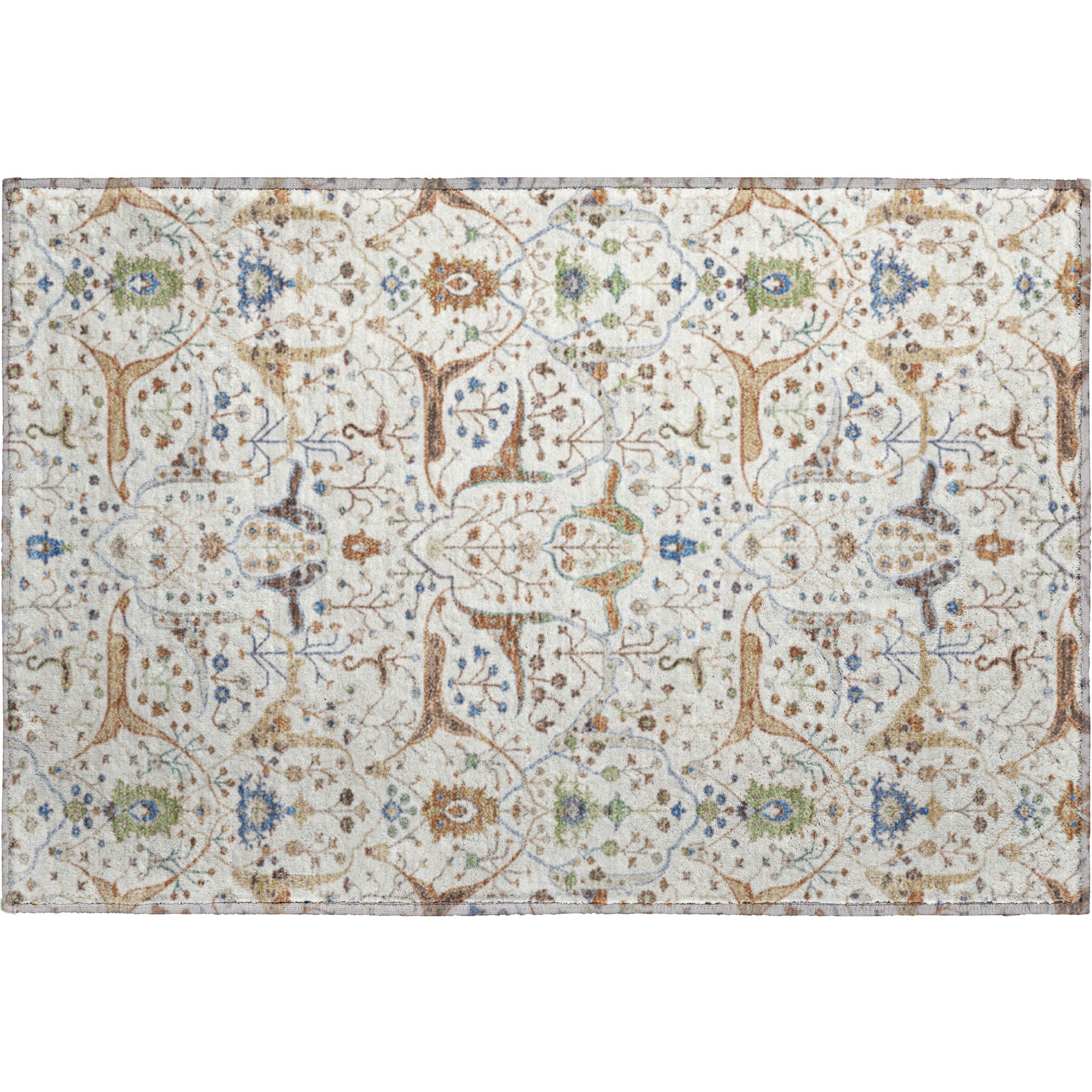 Porto Machine Washable Traditional Ivory Rug 1'8" x 2'6" #shape_Rectangle