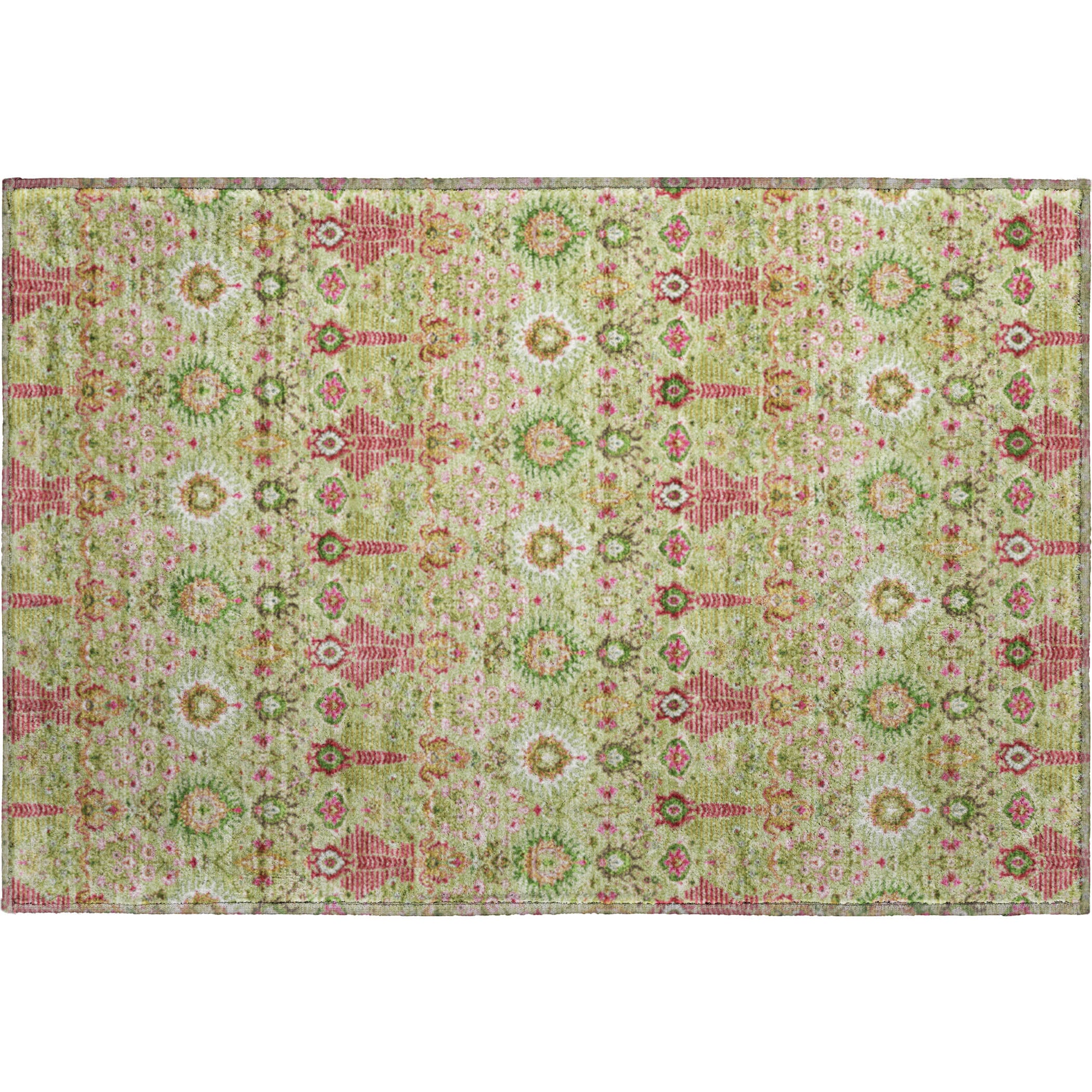 Sintra Machine Washable Traditional Aloe Green Rug 1'8" x 2'6" #shape_Rectangle