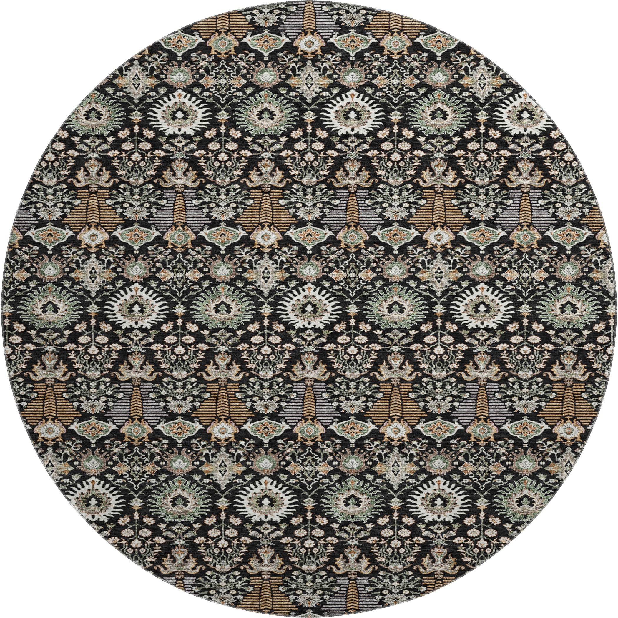 Sintra Machine Washable Traditional Black Rug 8' x 8' #shape_Round