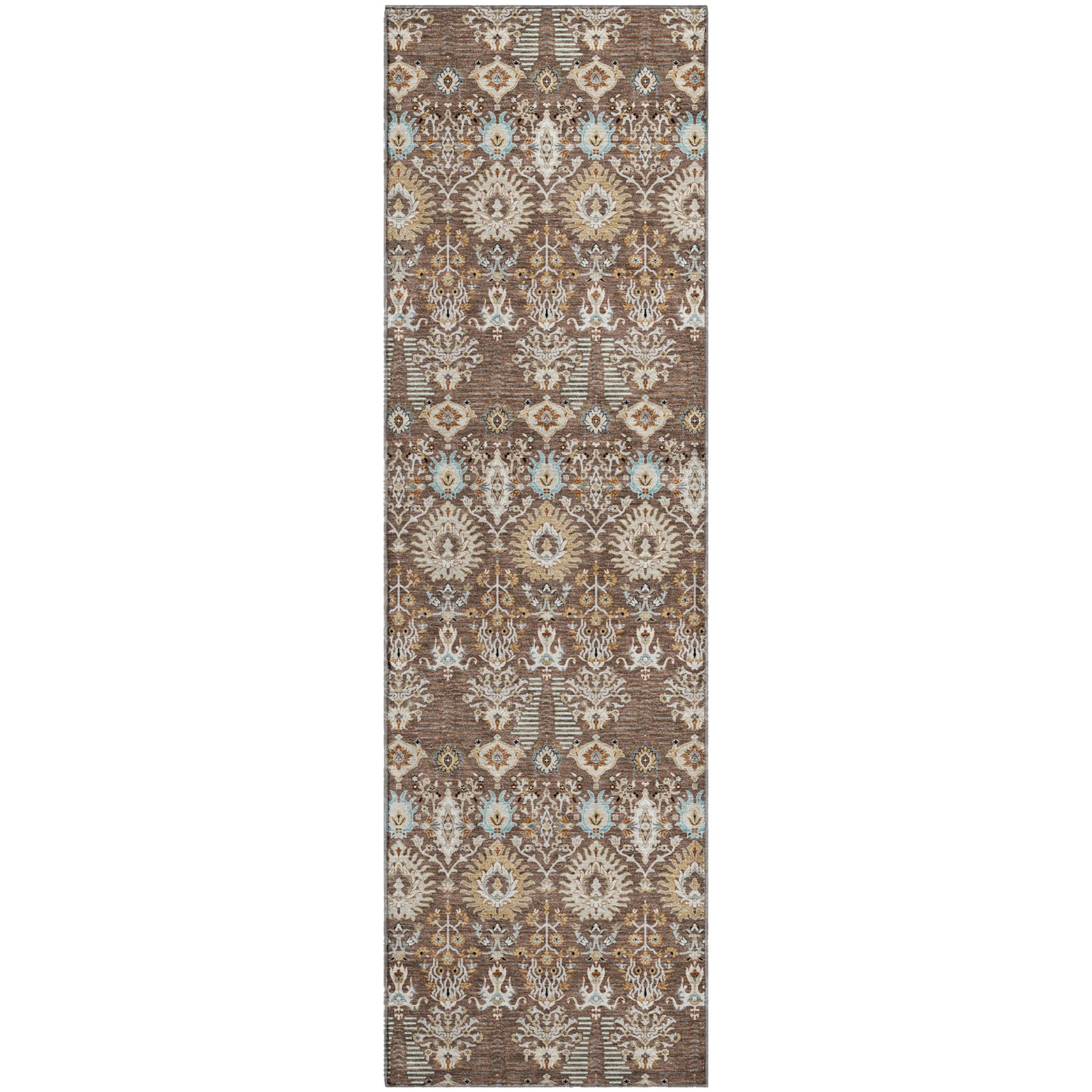 Sintra Machine Washable Traditional Brown Rug 2'3" x 7'6" #shape_Runner