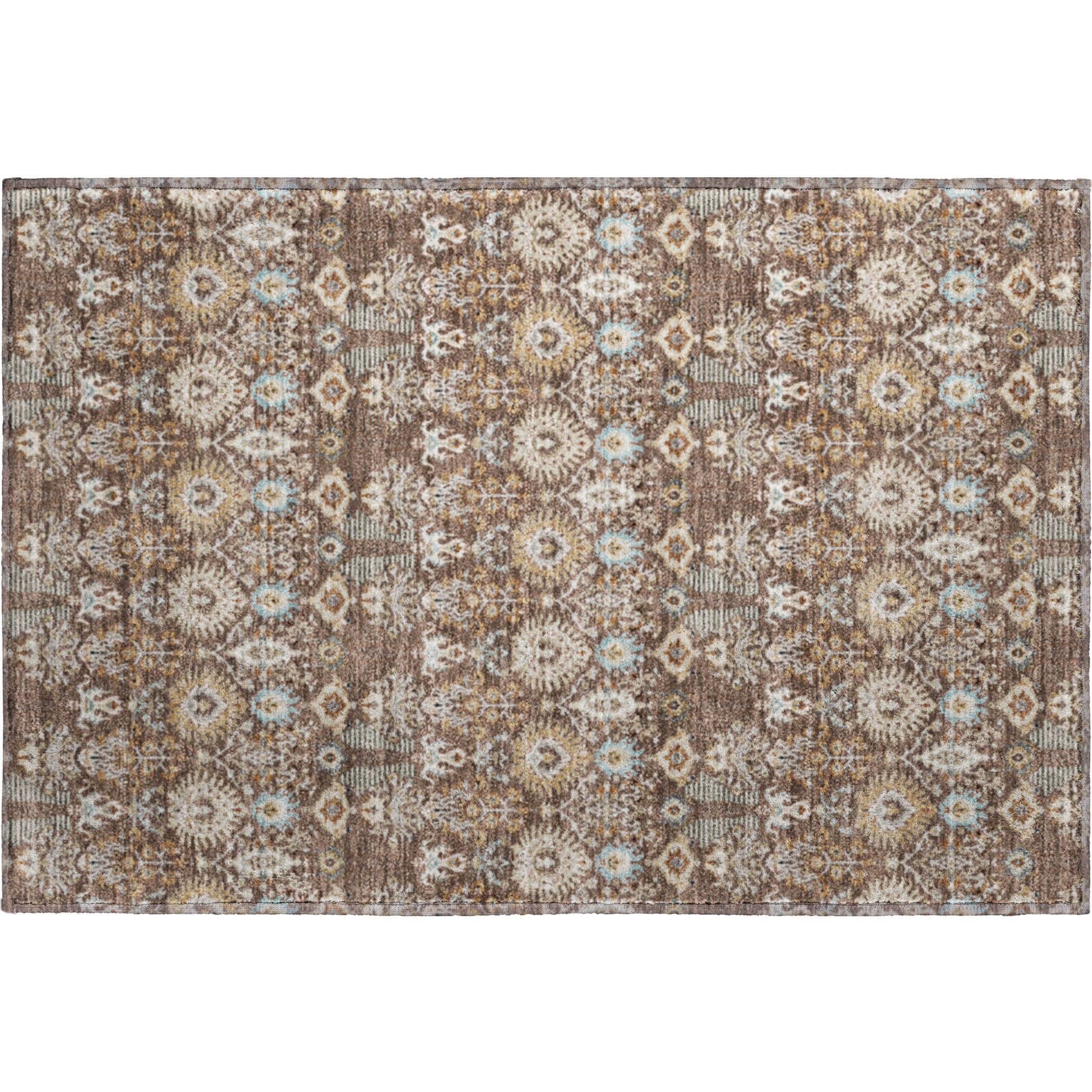 Sintra Machine Washable Traditional Brown Rug 1'8" x 2'6" #shape_Rectangle