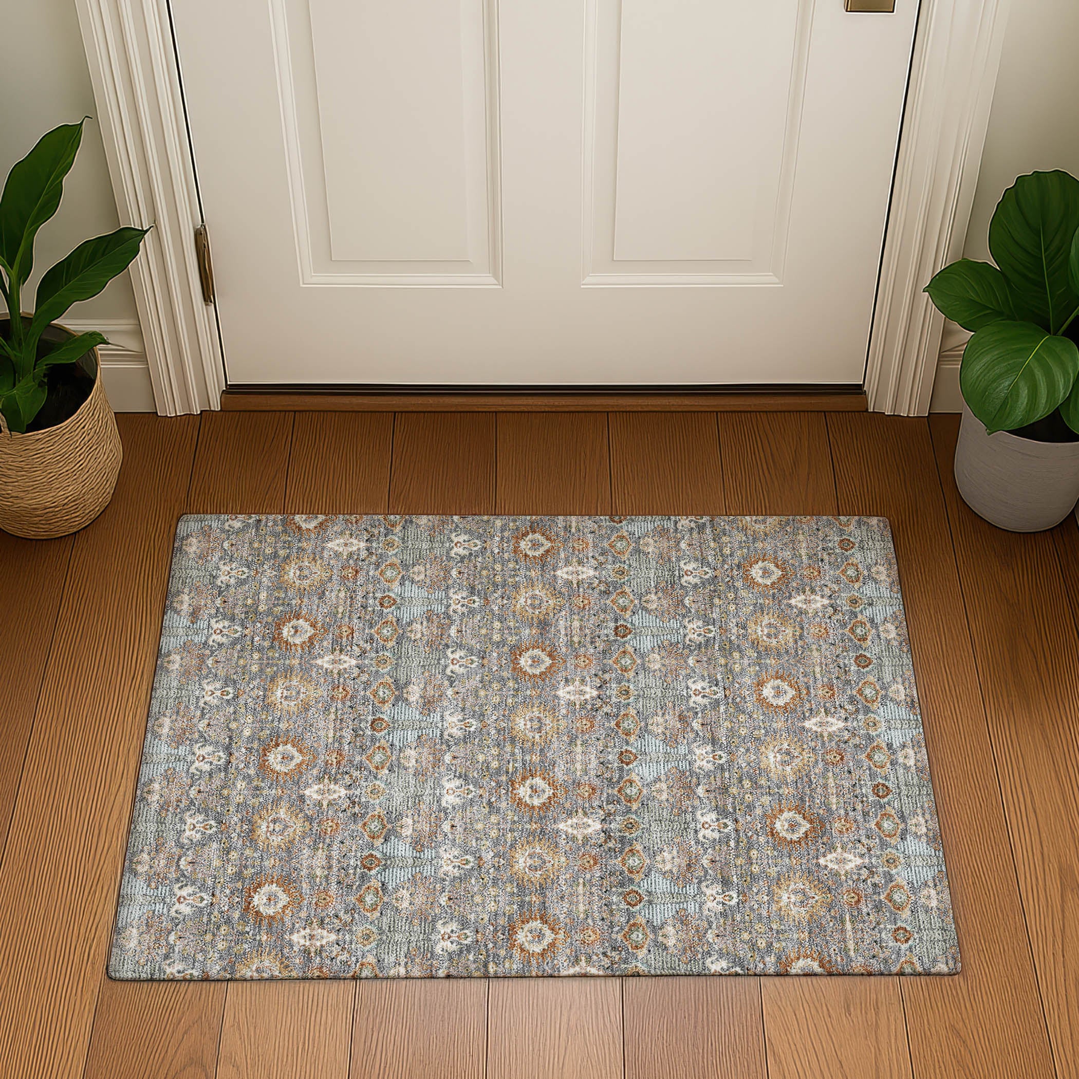 Sintra Machine Washable Traditional Gray Rug 1'8" x 2'6" #shape_Rectangle