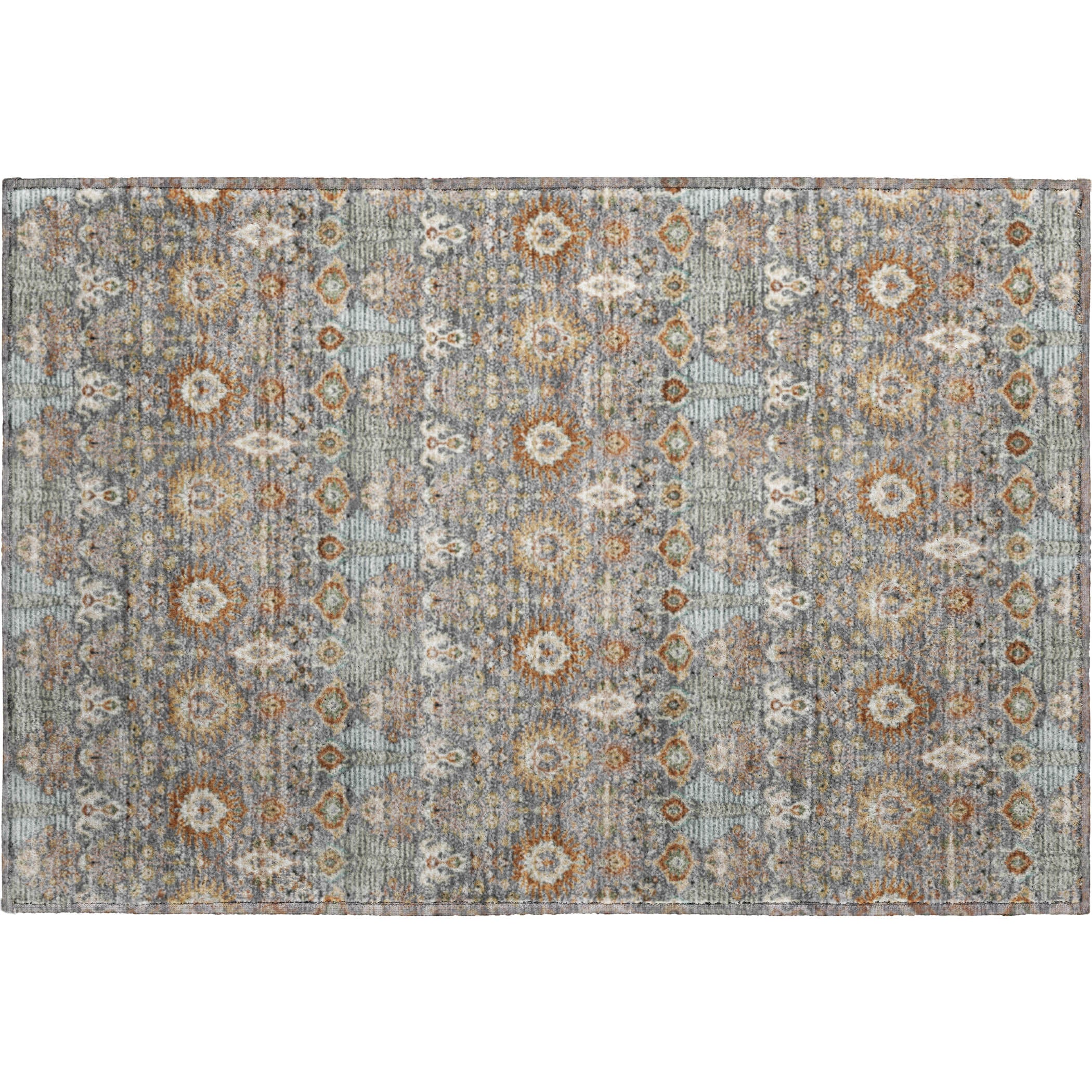 Sintra Machine Washable Traditional Gray Rug 1'8" x 2'6" #shape_Rectangle