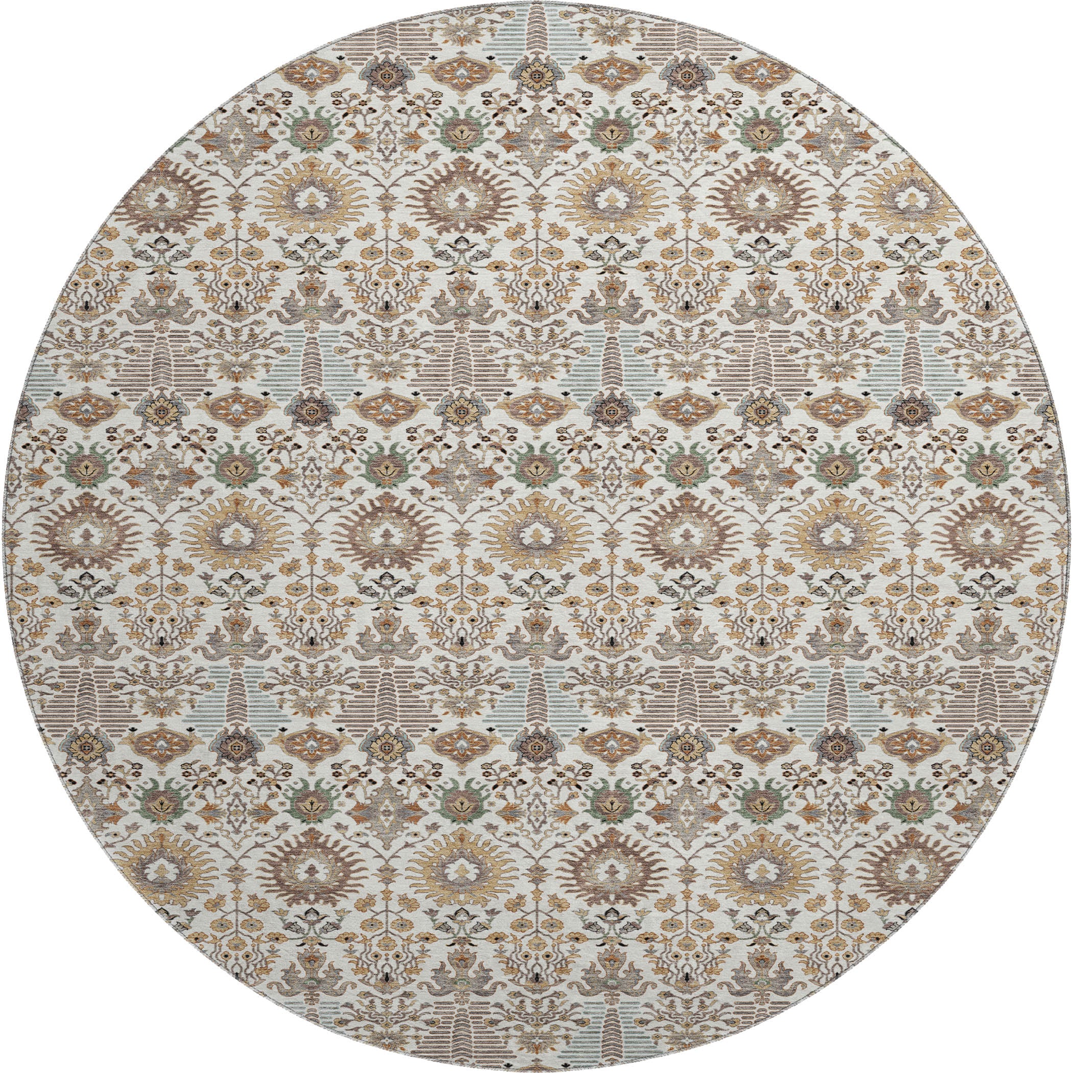 Sintra Machine Washable Traditional Ivory Rug 8' x 8' #shape_Round