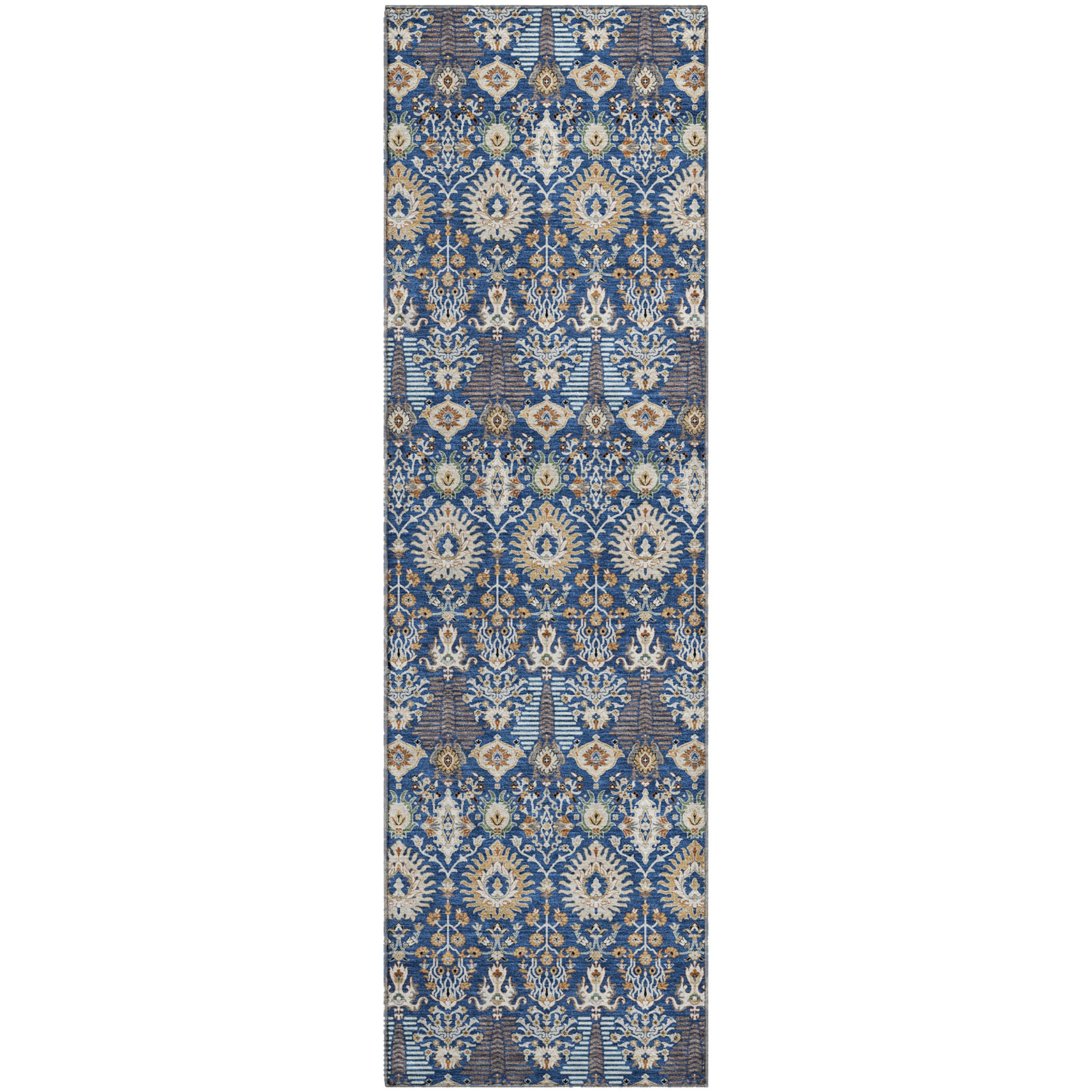 Sintra Machine Washable Traditional Navy Blue Rug 2'3" x 7'6" #shape_Runner