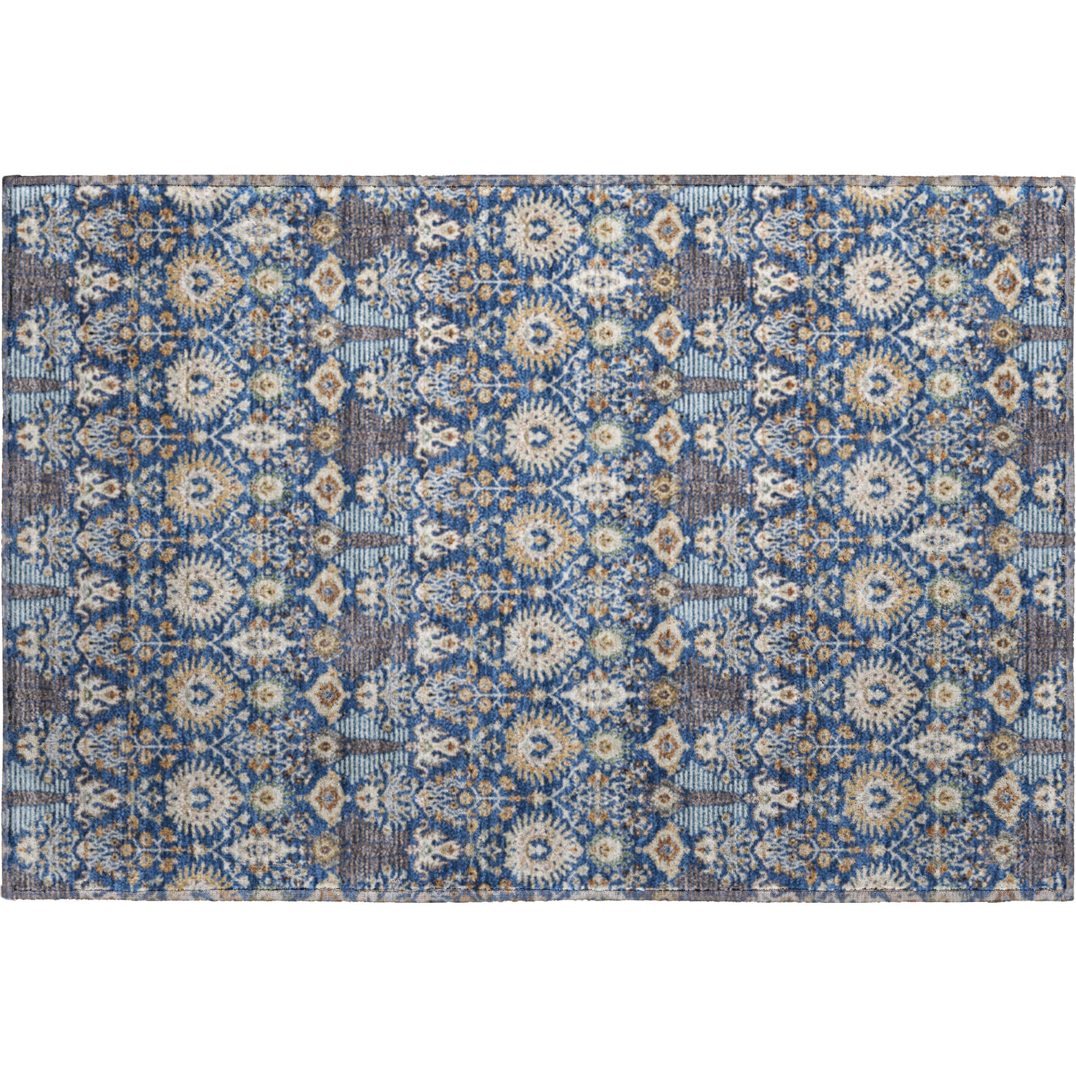 Sintra Machine Washable Traditional Navy Blue Rug 1'8" x 2'6" #shape_Rectangle