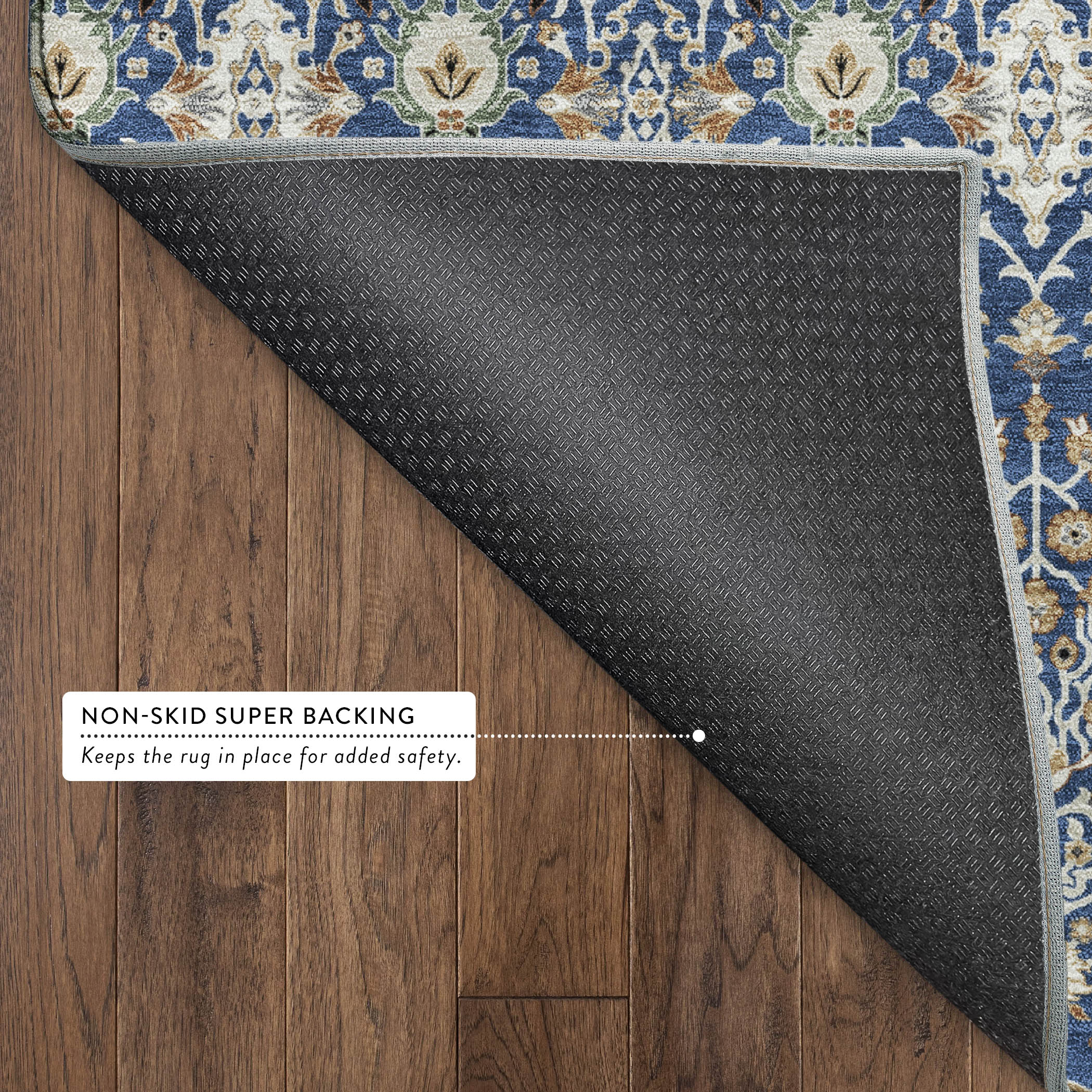 Sintra Machine Washable Traditional Navy Blue Rug 1'8" x 2'6" #shape_Rectangle